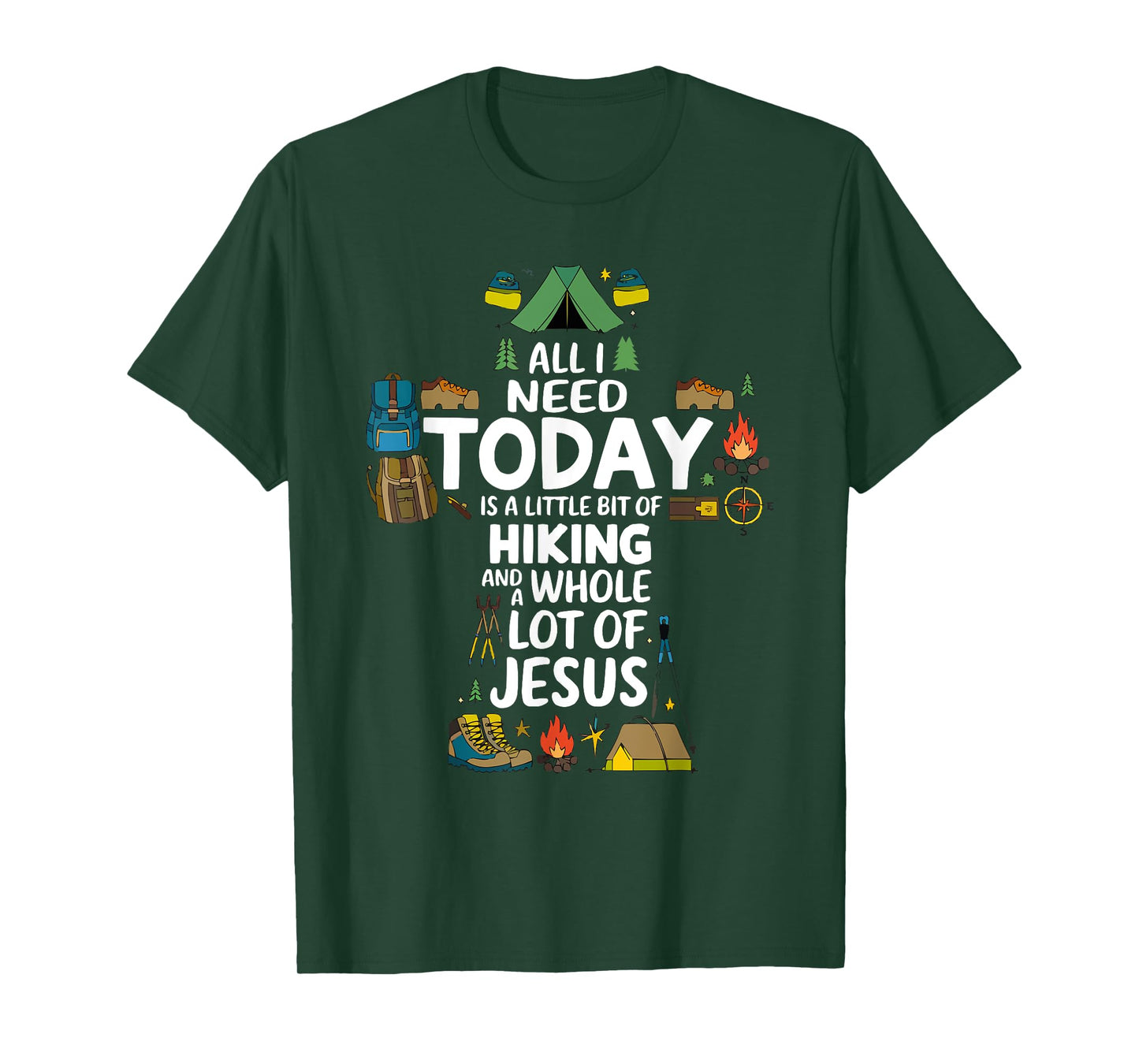 Hiking Jesus Christ Religion Christian Hiker Christianity T-Shirt