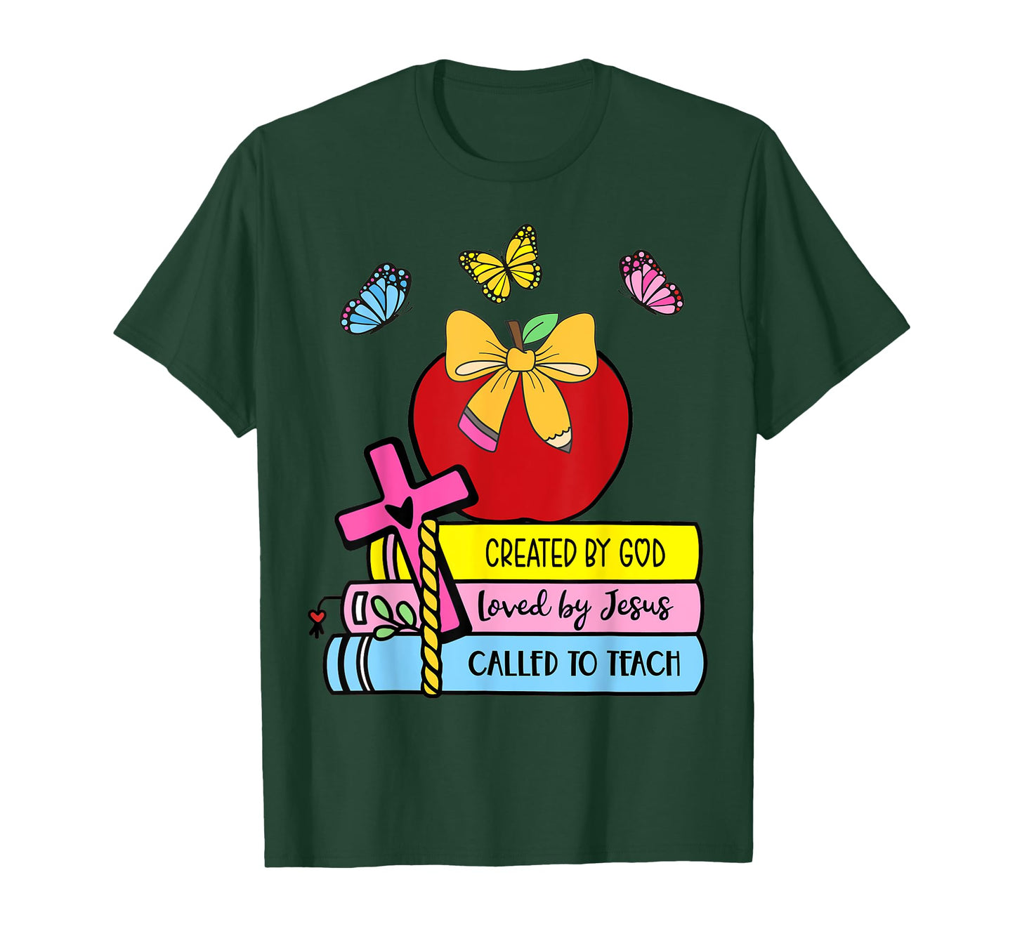 Created By God Called To Teach Pretty Books Christian T-Shirt