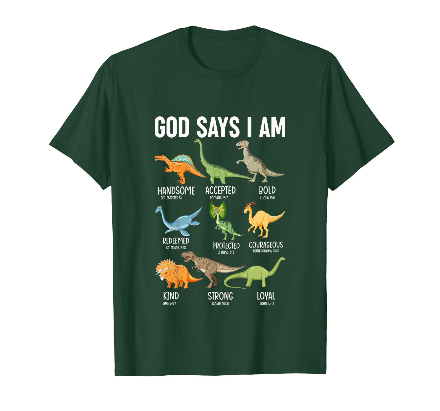 Kids God Says I Am Dinosaur Funny Dino Kids Boys Bible Verse T-Shirt