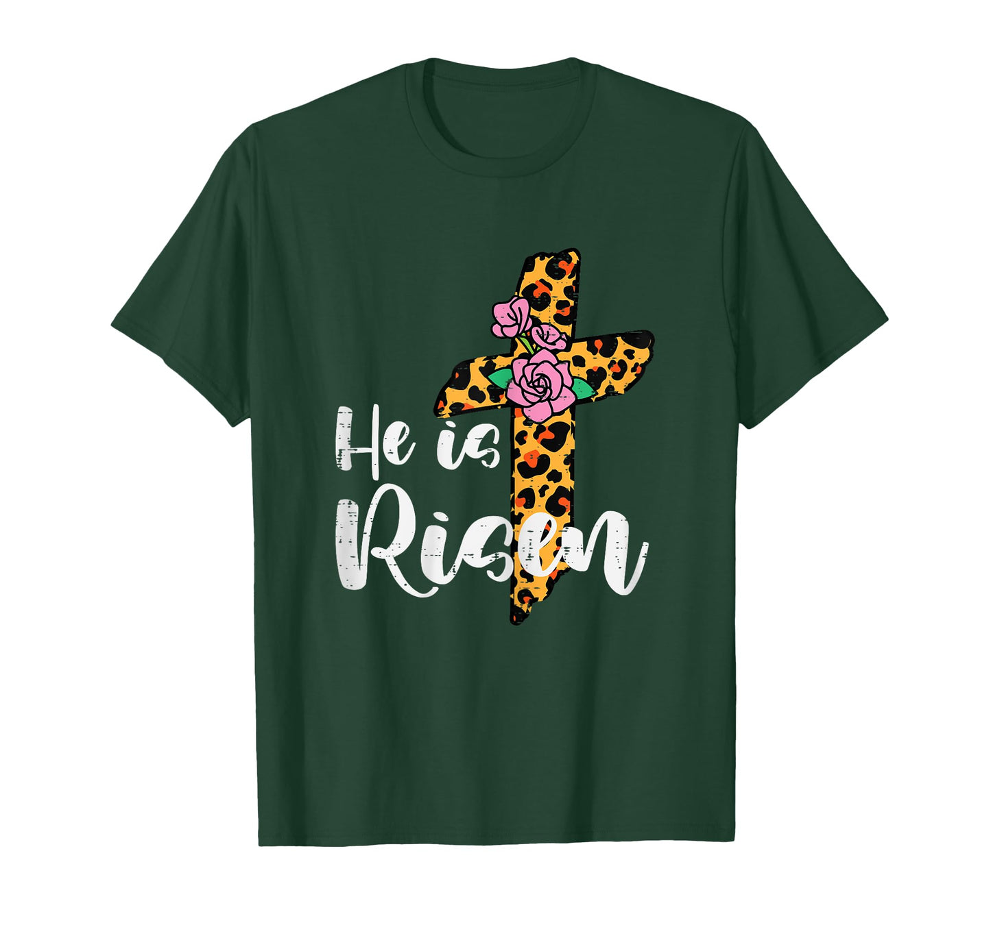 Cross Flower He Is Risen Christ Easter Jesus Religious Women T-Shirt