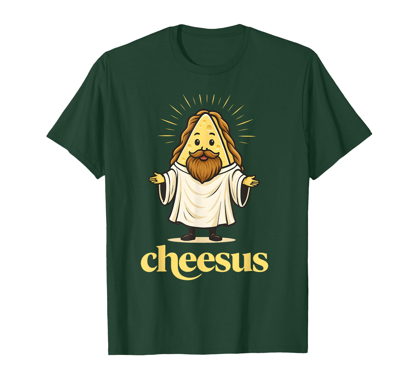 Cheesus Funny Christian Cheese Cartoon Religious Men Women T-Shirt