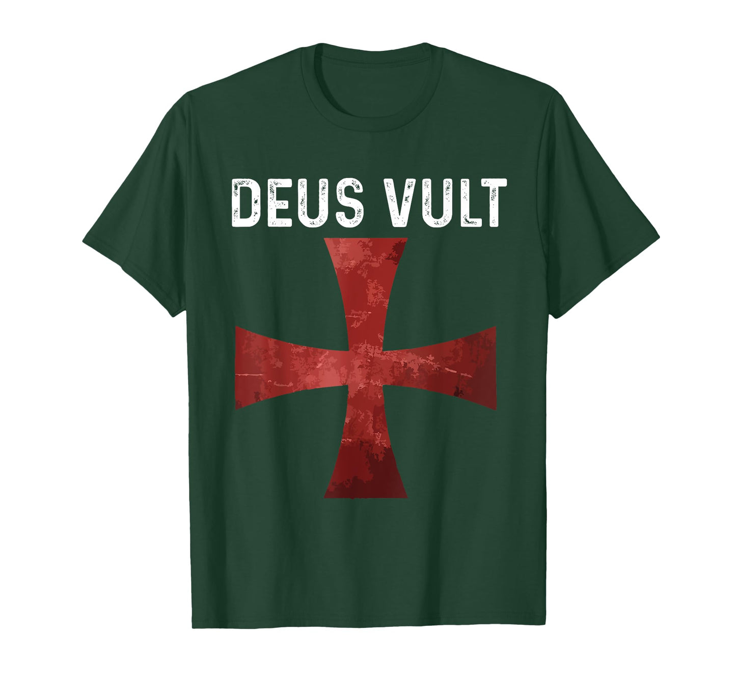 Deus Vult - Catholic Crusader Templar Knight - Scarlet Cross T-Shirt