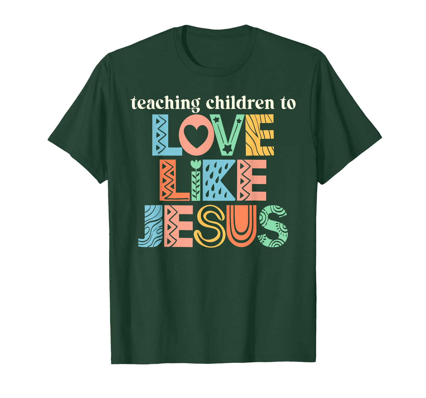 Teaching Children to Love Like Jesus Christian Teacher Retro T-Shirt