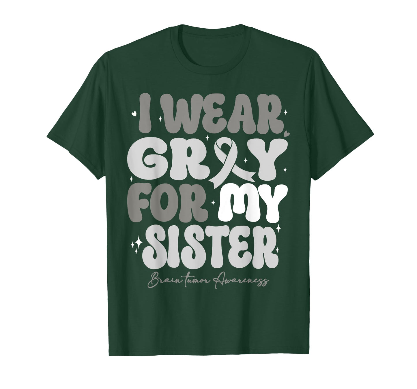 I Wear Gray For My Sister Brain Tumor Awareness Ribbon Retro T-Shirt