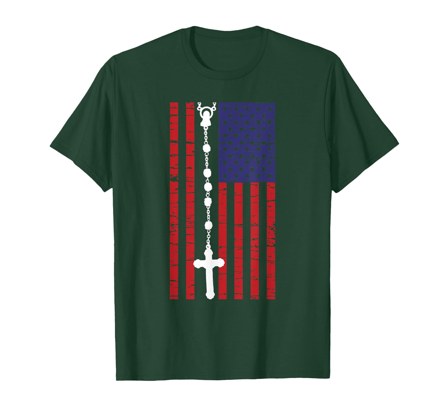 American Flag Rosary Catholic T-Shirt