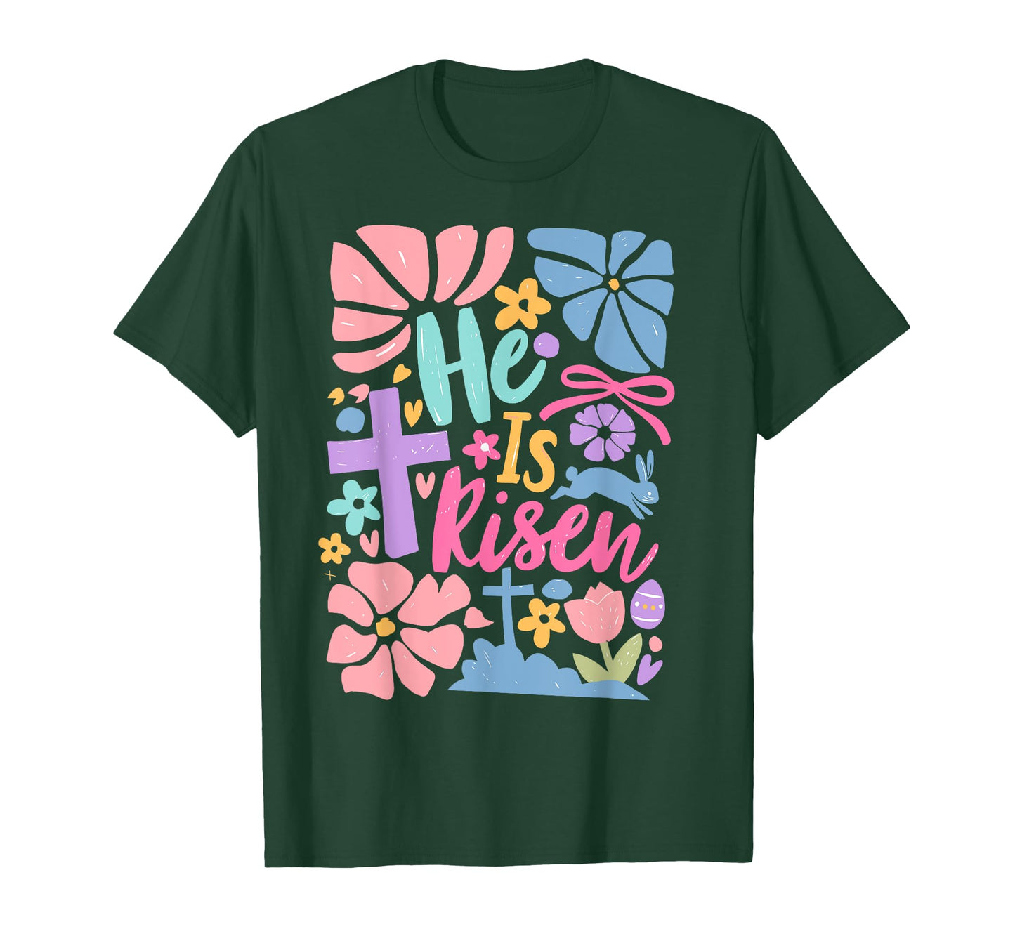 He Is Risen Easter Cross Coquette Jesus Christian Religious T-Shirt