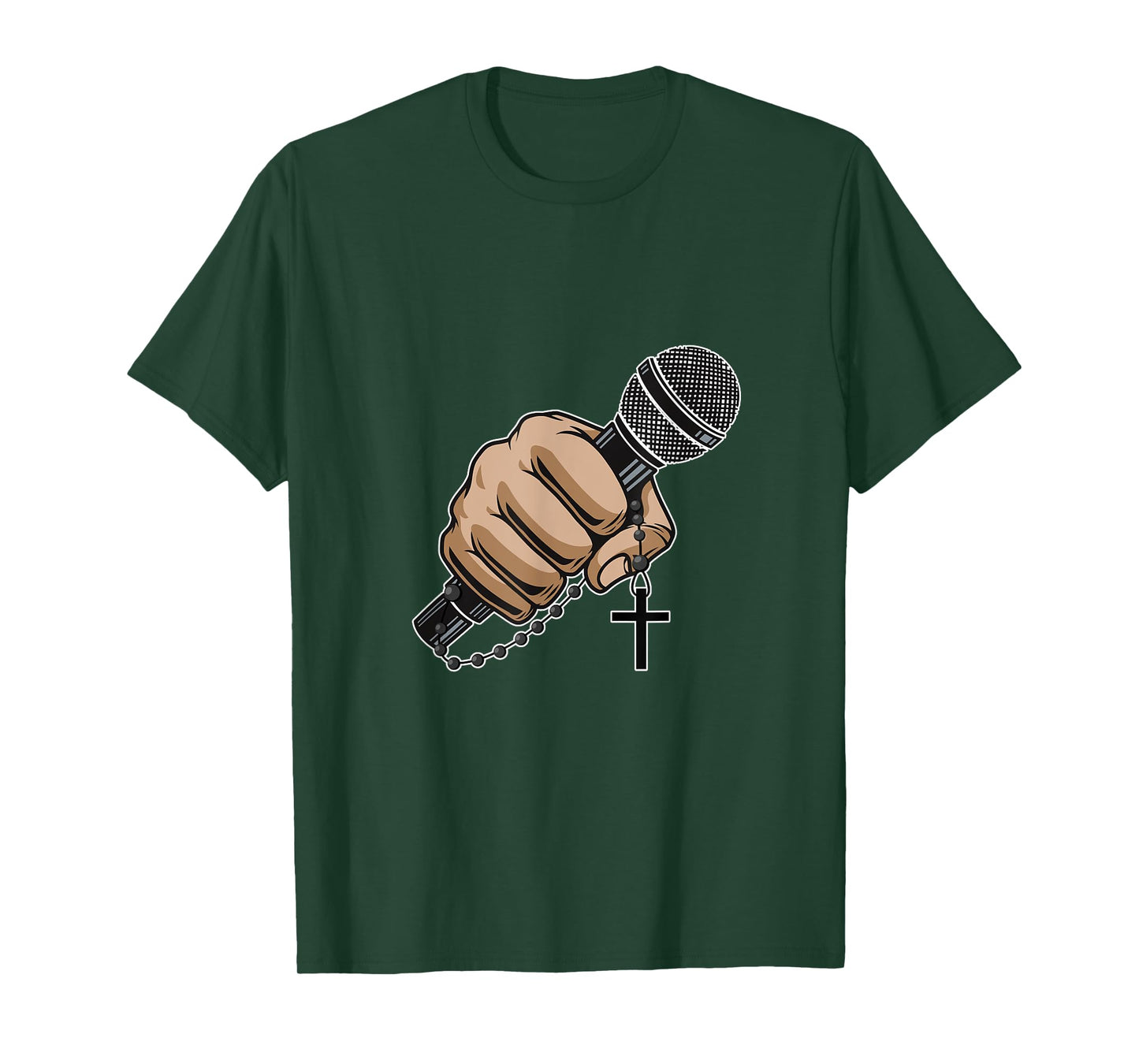 Mic Microphone Priest Cross Believer Religious Bible Gift T-Shirt
