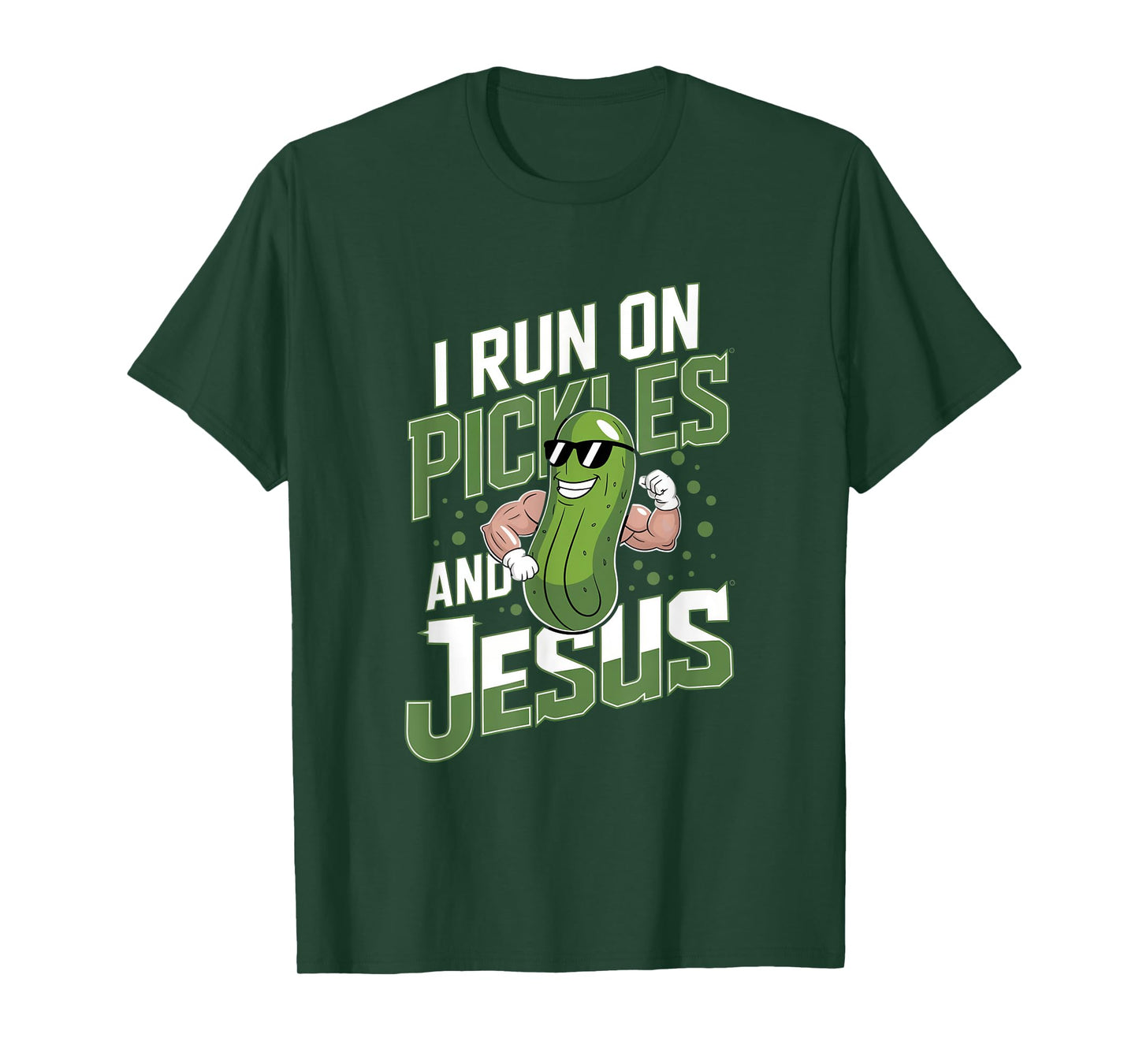 Funny Pickle Cucumber I Run on Pickles and Jesus T-Shirt