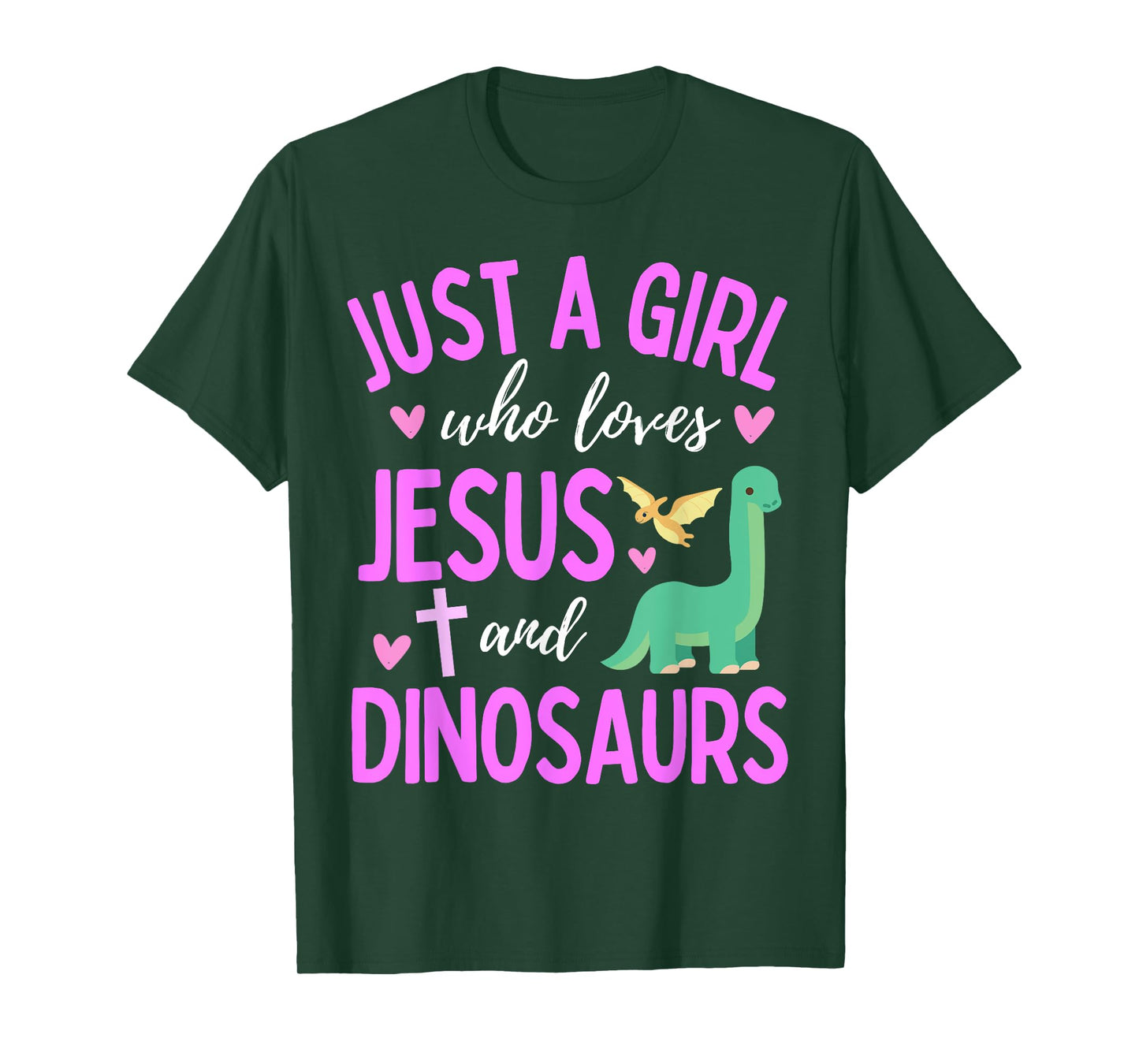 Just A Girl Who Loves Jesus and Dinosaurs Christian Cute T-Shirt