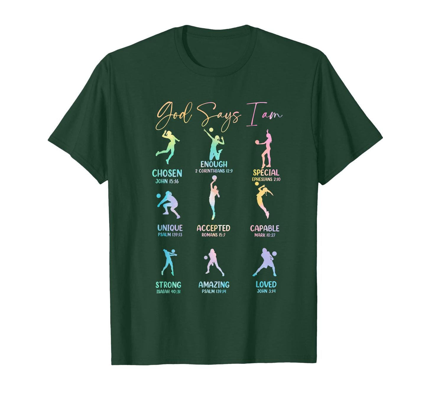God Says I Am Volleyball Girls Teens Kid Christian Religious T-Shirt