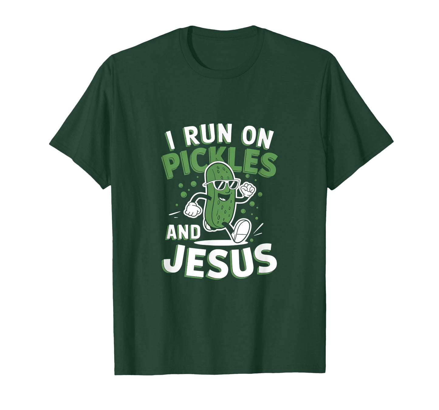 Funny Pickle Cucumber I Run on Pickles and Jesus T-Shirt