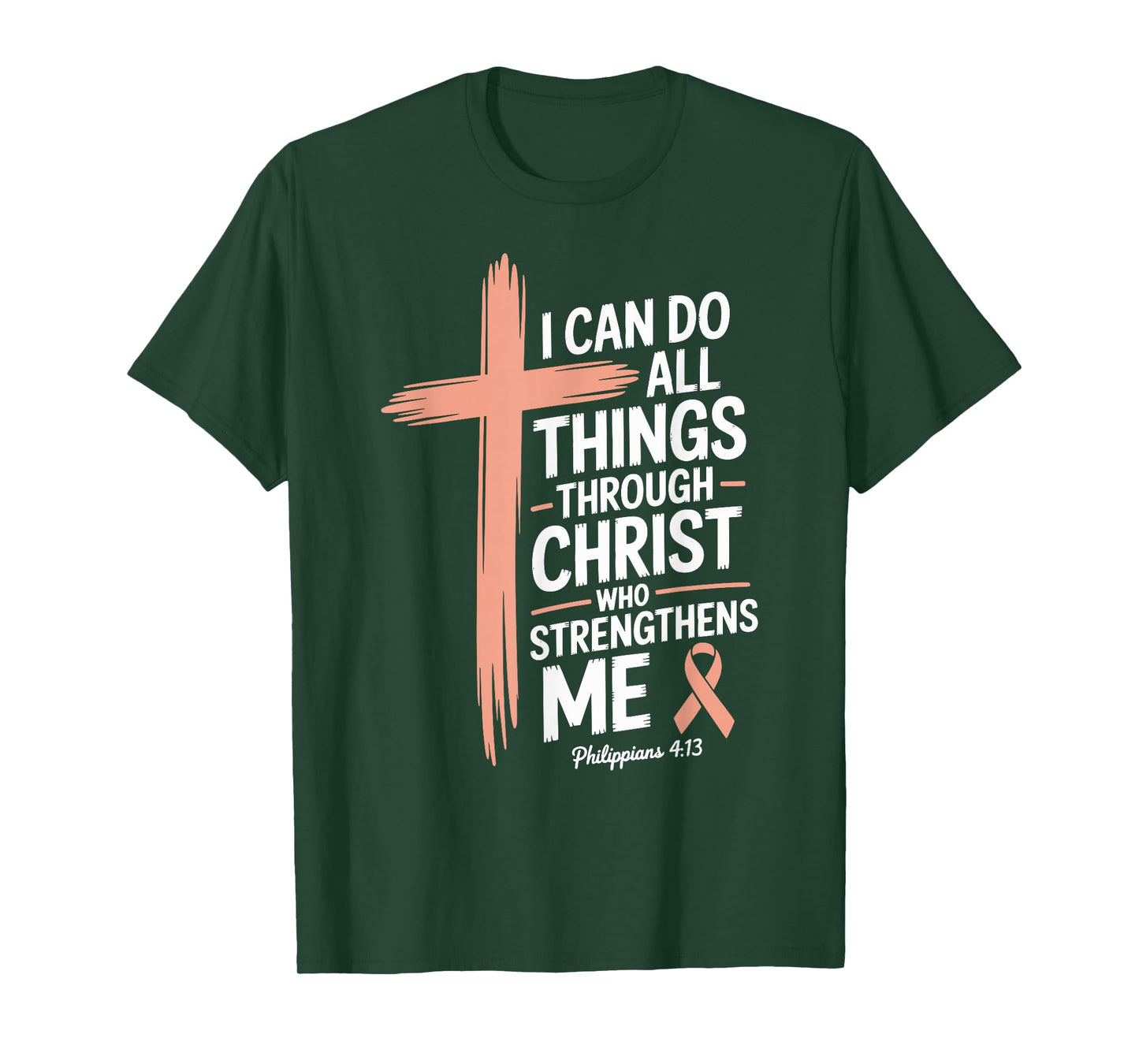 Things Through Christ Pink Ribbon Breast Cancer Christian T-Shirt
