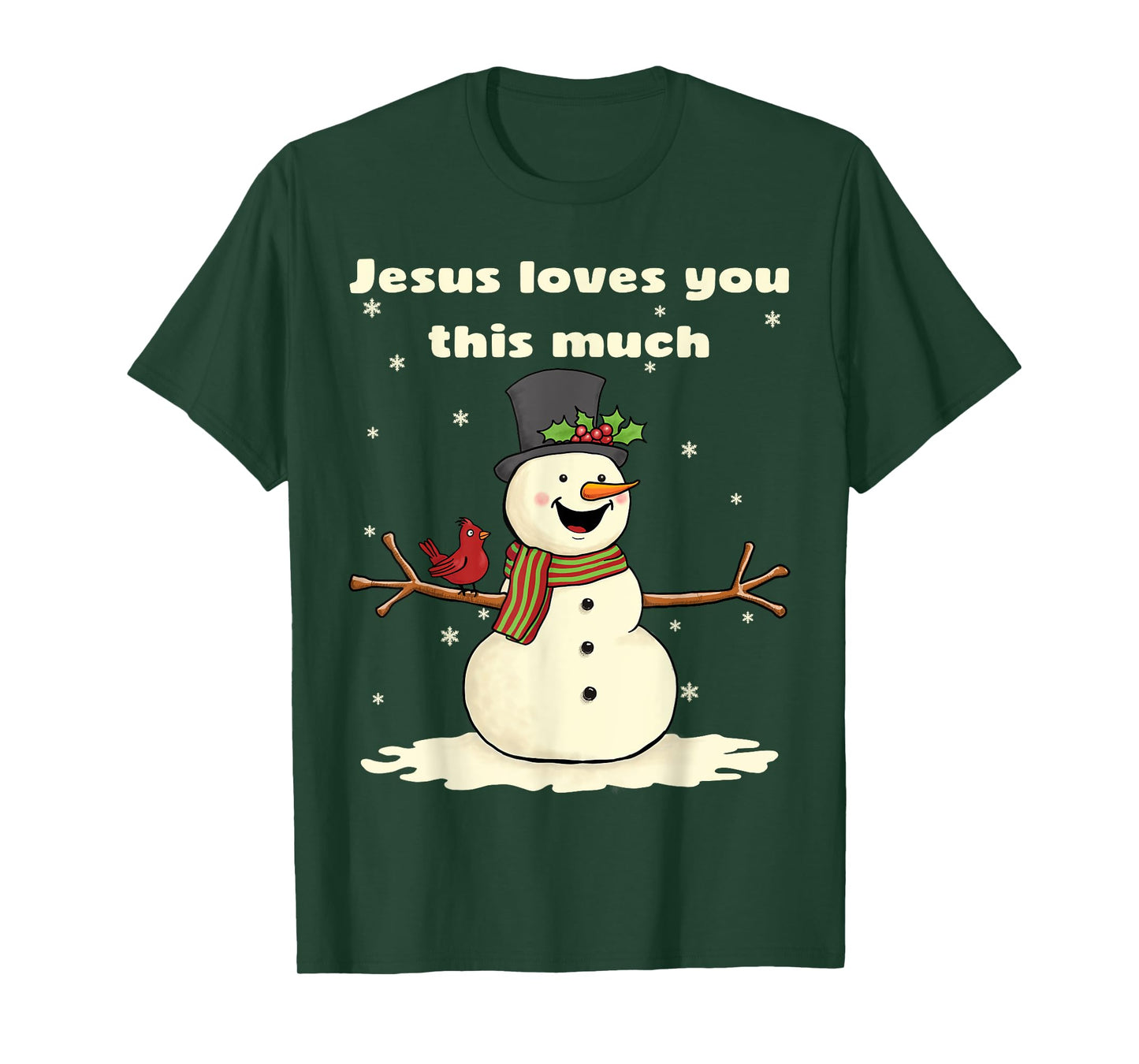 Cute Christian Christmas Snowman Jesus Loves You T-Shirt