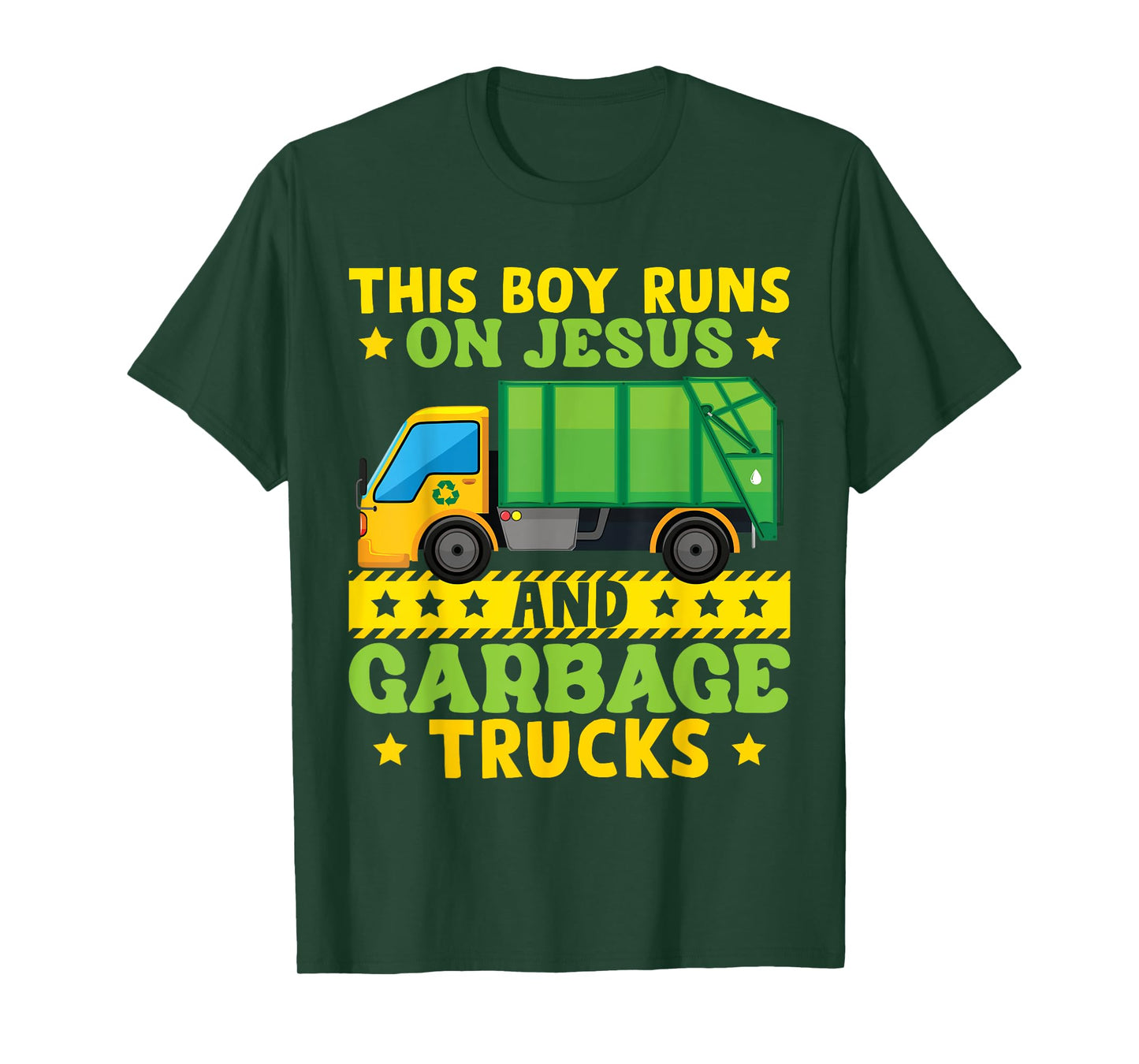 This Boy Runs On Jesus And Garbage Trucks T-Shirt