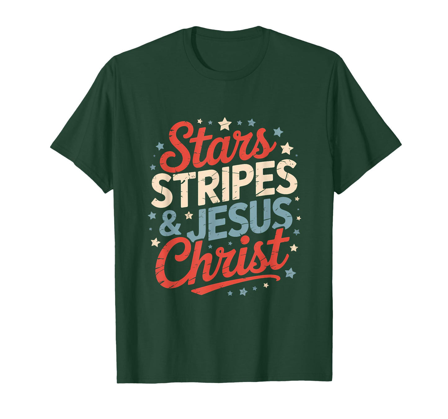 Stars & Stripes Jesus Christ 4th Of July Religious Christian T-Shirt