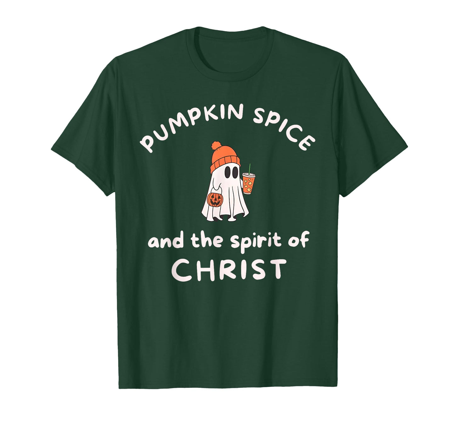 Pumpkin Spice and The Spirit of Jesus Christ Ghost Halloween T-Shirt