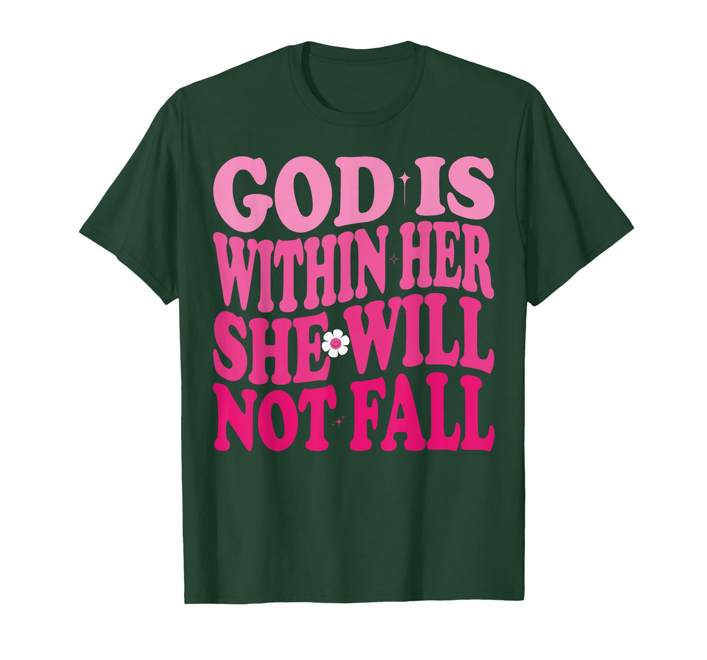 God Is Within Her She Will Not Fall Psalms 46:5 Groovy Pink T-Shirt