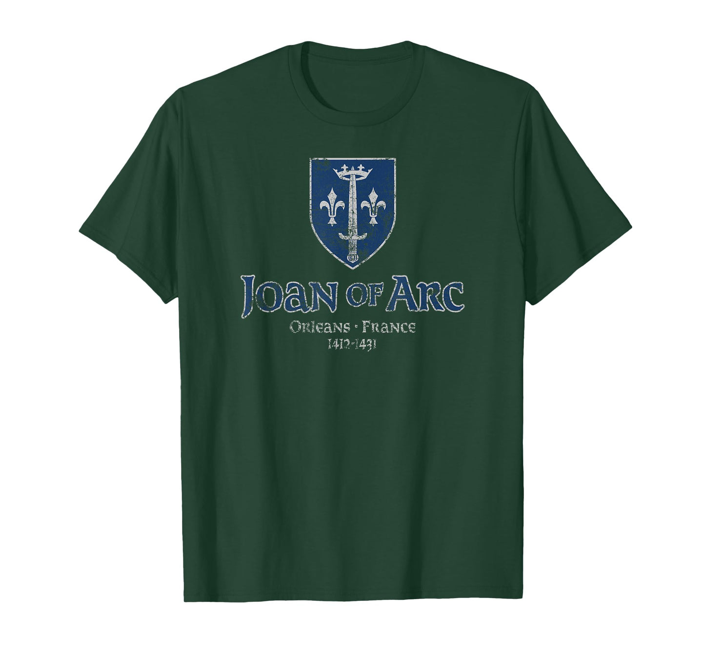 Joan of Arc Crest Orleans France 1412-1431 Distressed Print T-Shirt