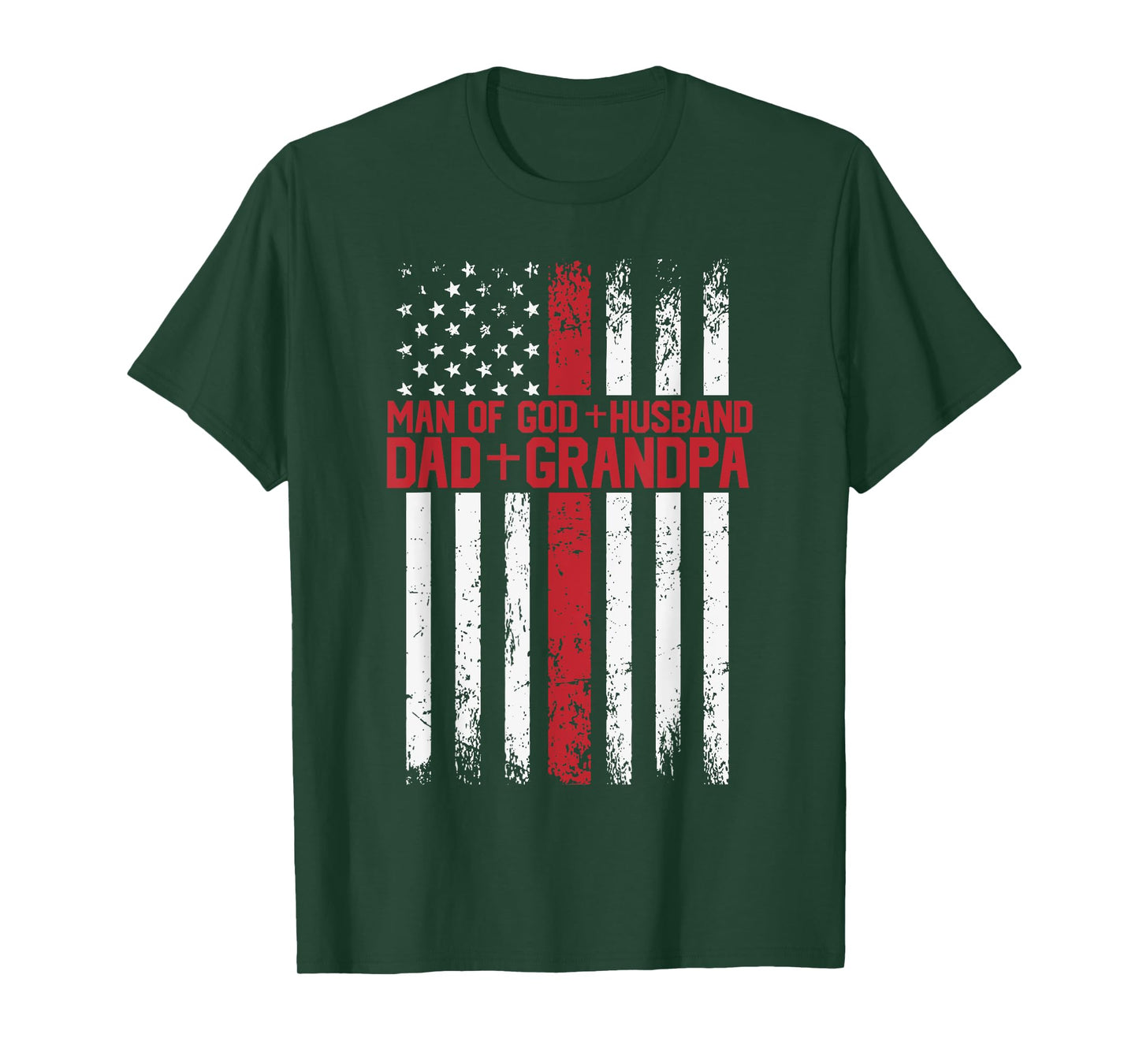 Cross American Flag Man Of God Husband Dad Grandpa Christian T-Shirt