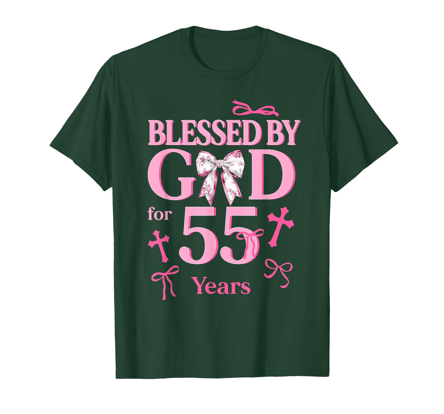 Blessed By God For 55 Years Old Woman 55th Birthday Coquette T-Shirt
