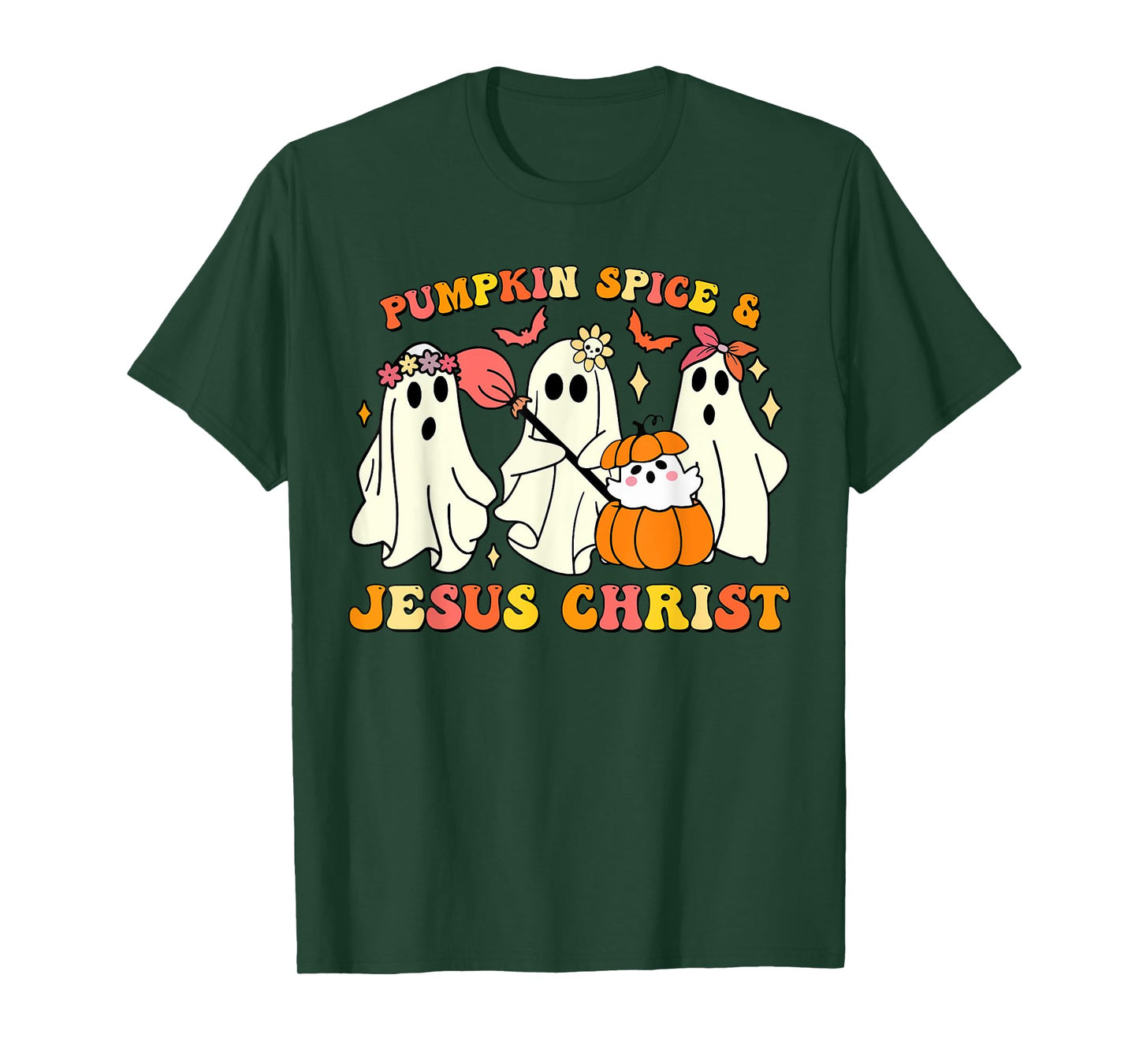 Pumpkin Spice and Jesus Christ Halloween Ghosts T-Shirt