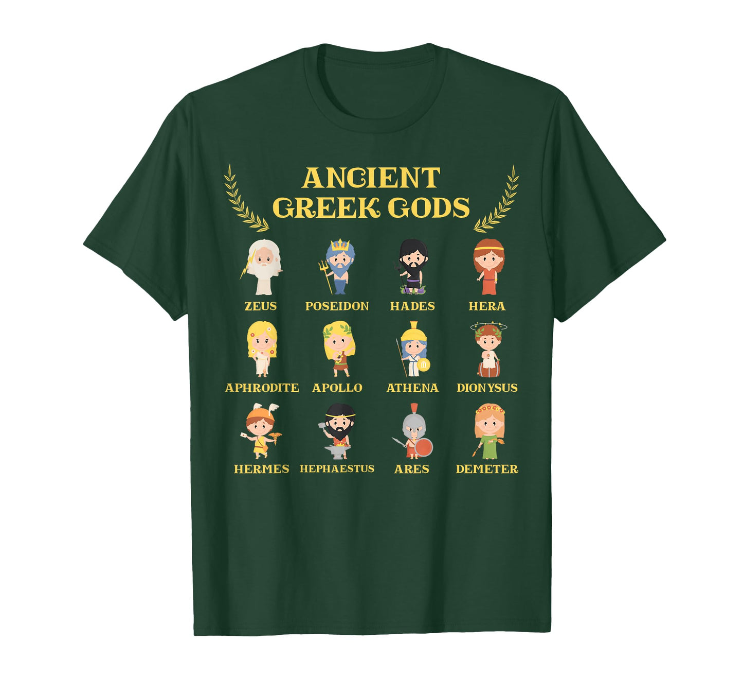Greek Mythology Cute Ancient Gods and Goddesses Literature T-Shirt