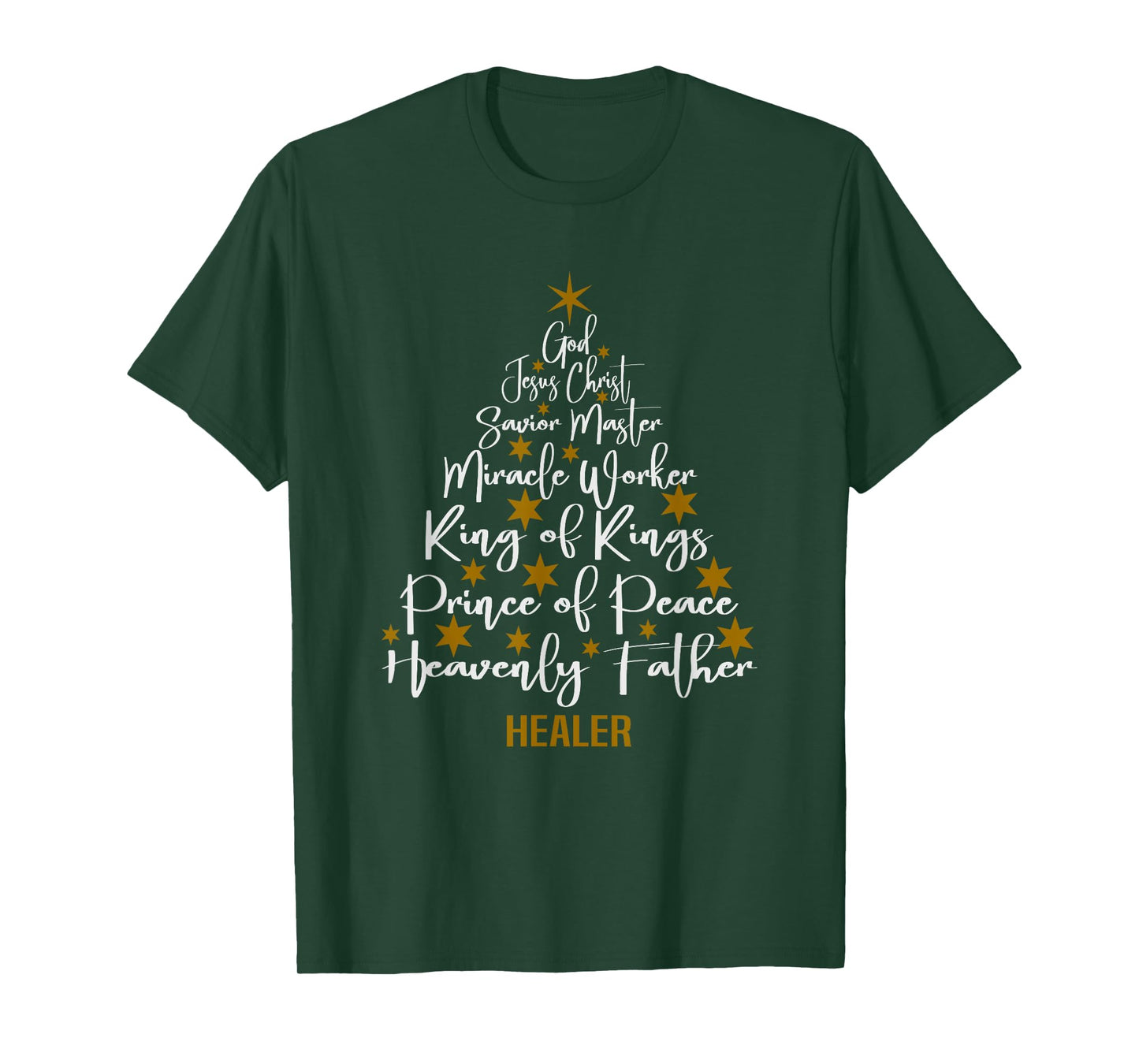 Christmas Bible Names of Jesus Tree Shaped Motivational T-Shirt