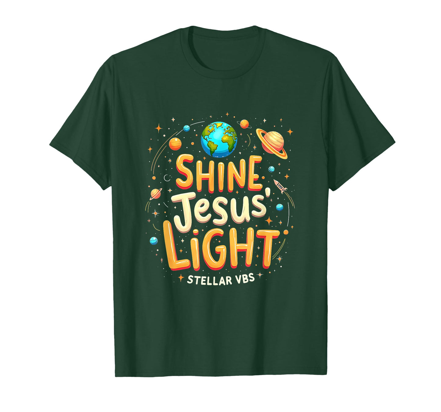 Shine Jesus Light Stellar VBS Christian Astronaut Space T-Shirt