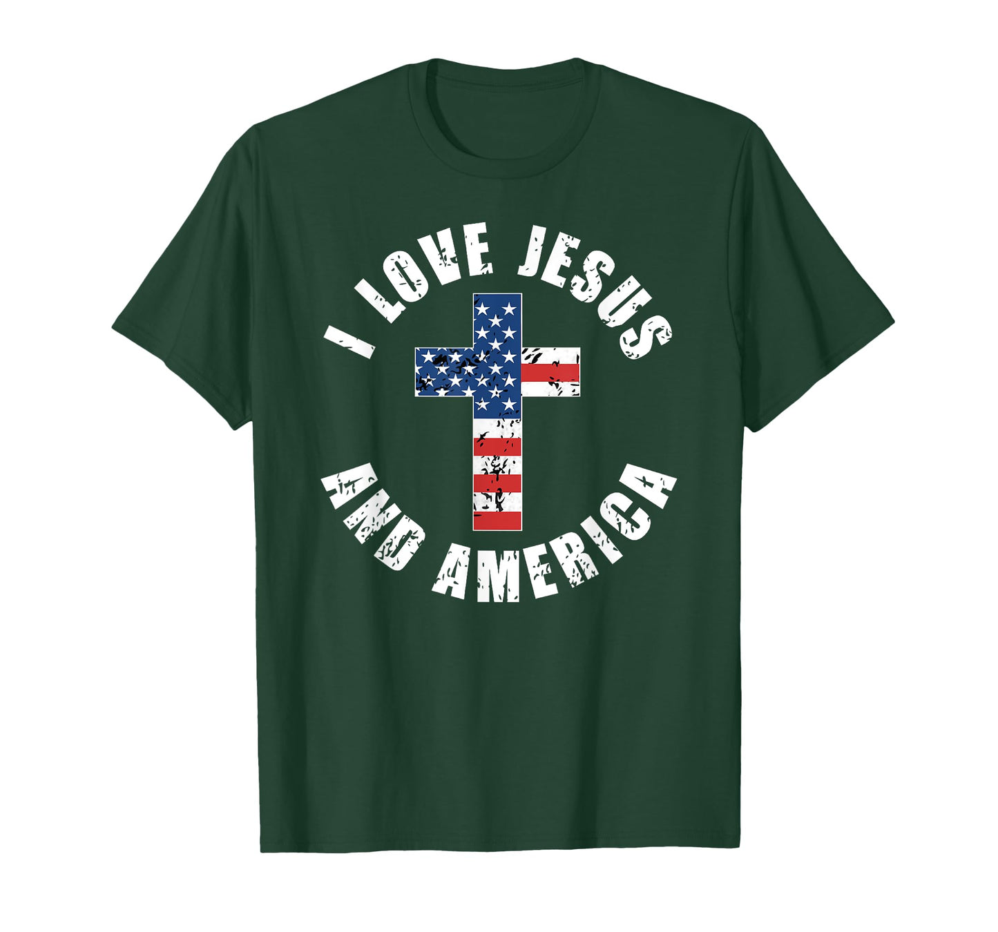 I Love Jesus And America USA Flag Christian Freedom T-Shirt