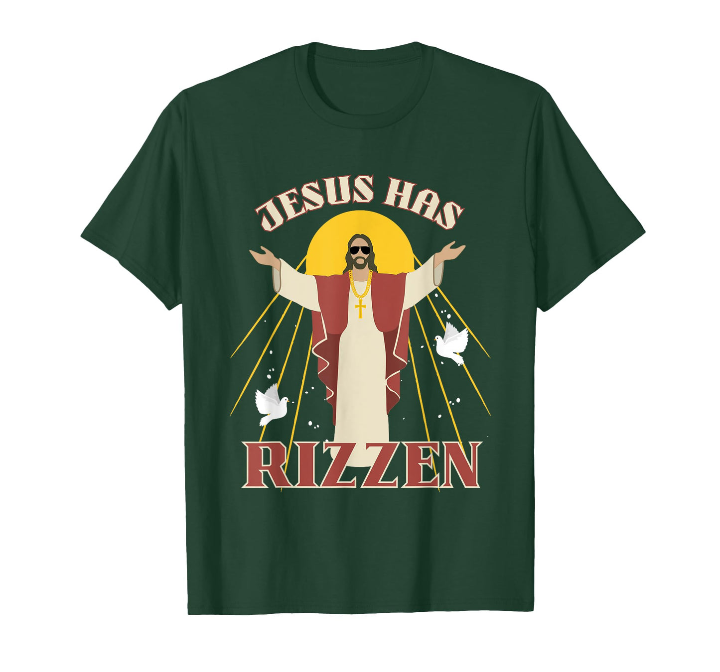 Jesus Has Rizzen Funny Christian He Has Rizzen Christ Rizz T-Shirt