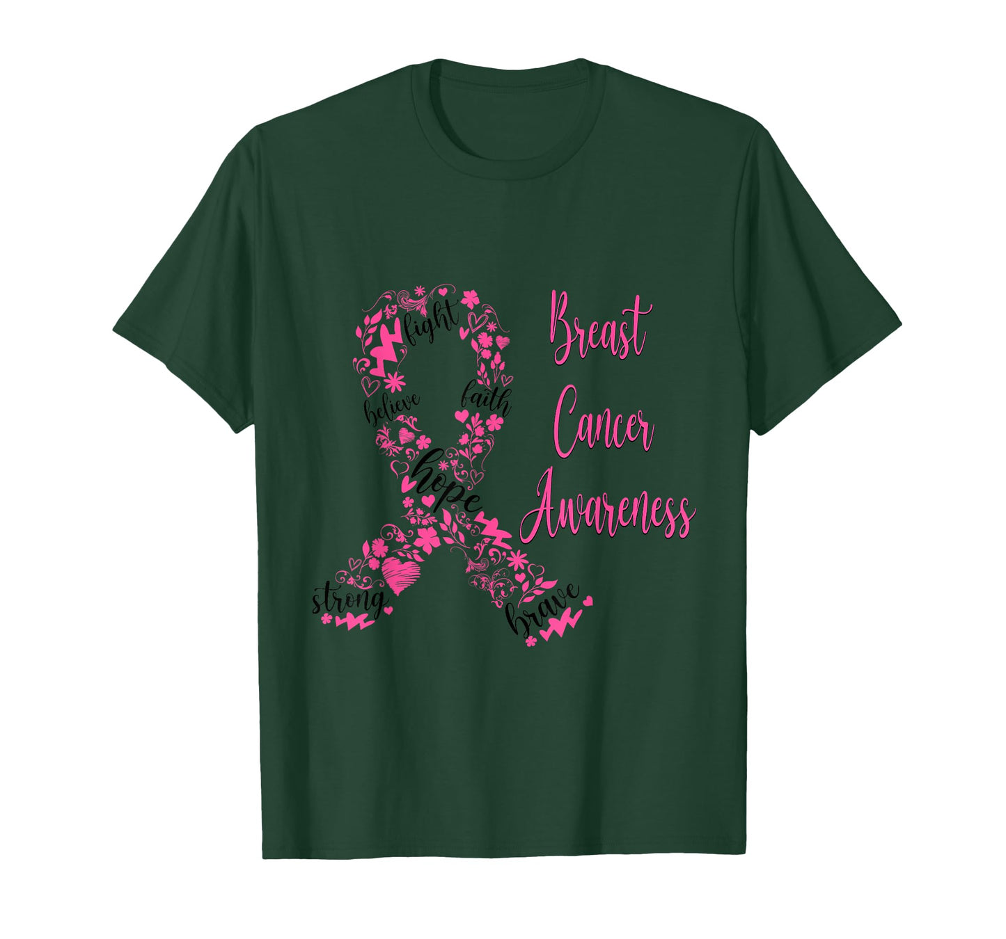 Faith Hope Breast Cancer Aware Pink Ribbon Christian Pajama T-Shirt