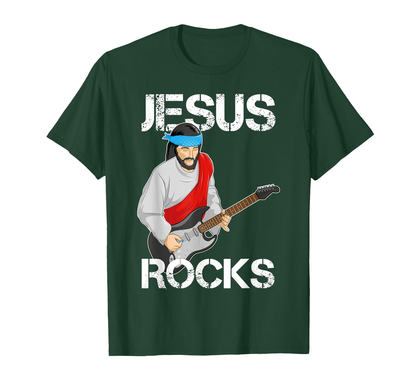 Jesus Rocks on Electric Guitar - Funny Christian T Shirt T-Shirt