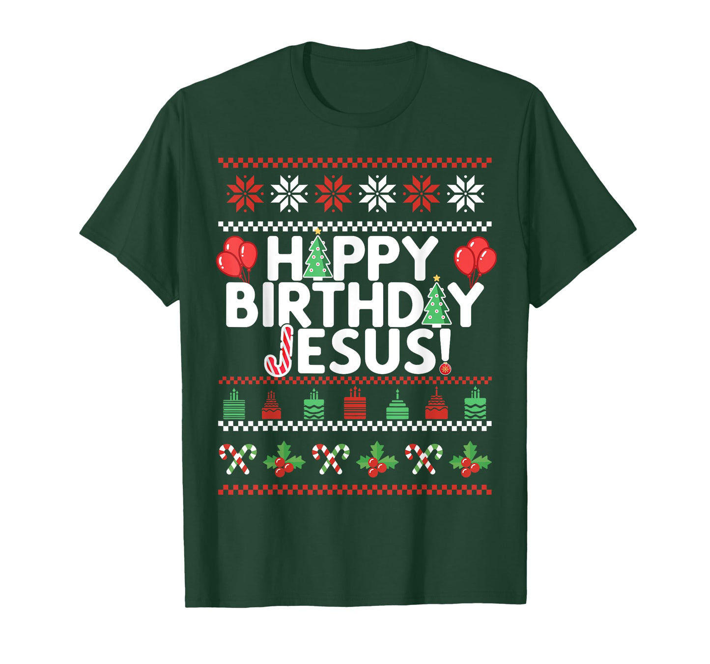 HAPPY BIRTHDAY JESUS Fun Ugly Christmas Sweater Design Meme T-Shirt
