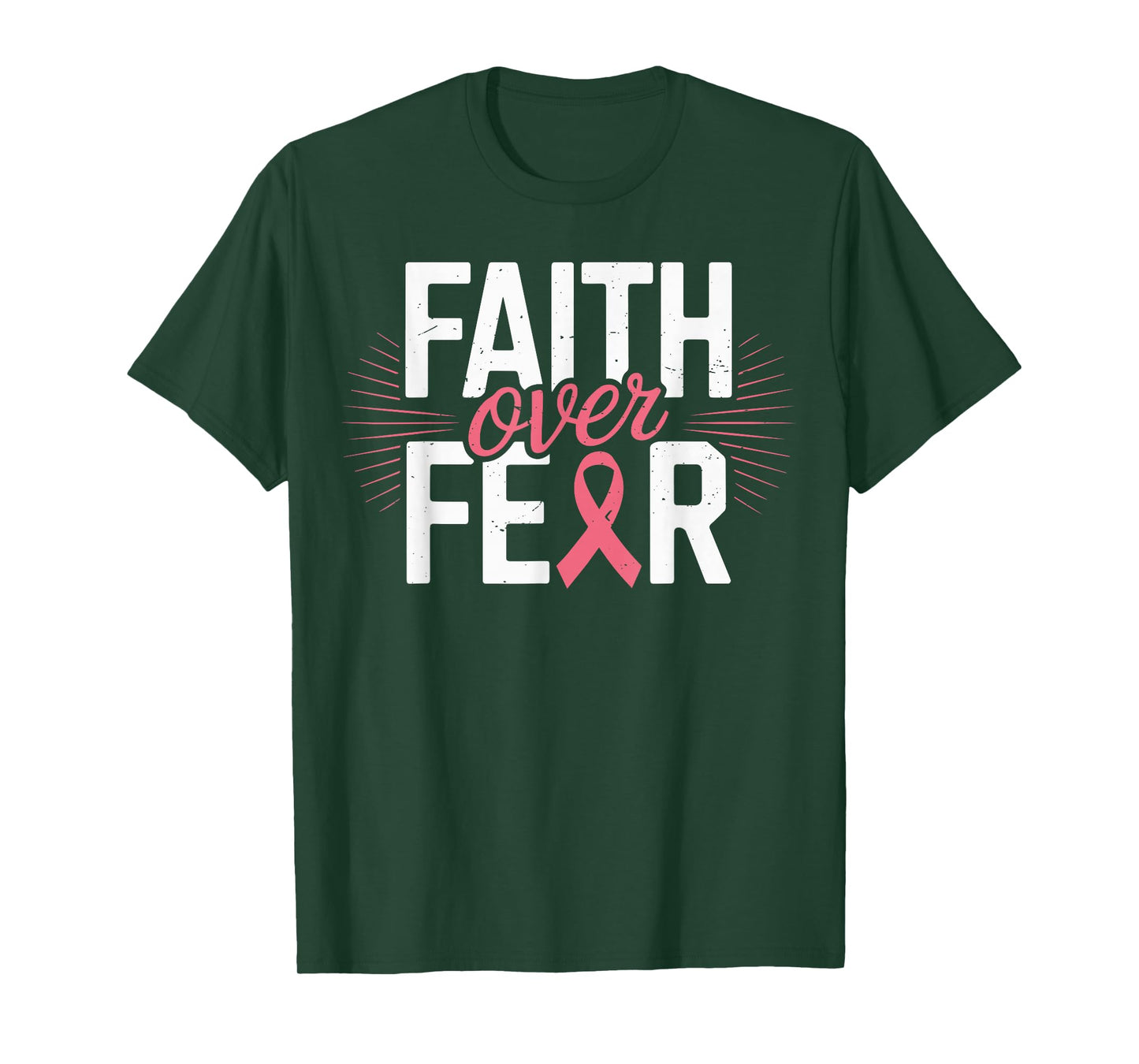 Faith Over Fear Breast Cancer Pink Ribbon Christian Jesus T-Shirt