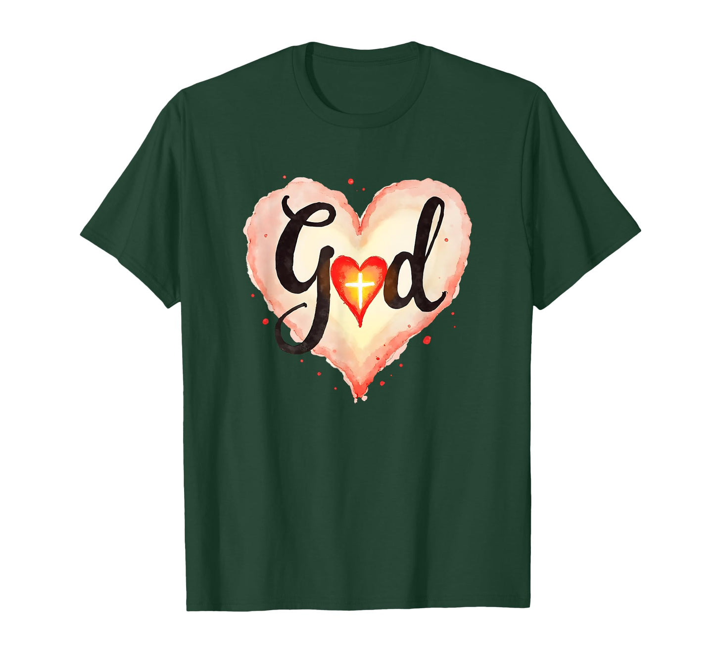 God Heart Cross Christian Faith Inspirational Love Of Jesus T-Shirt