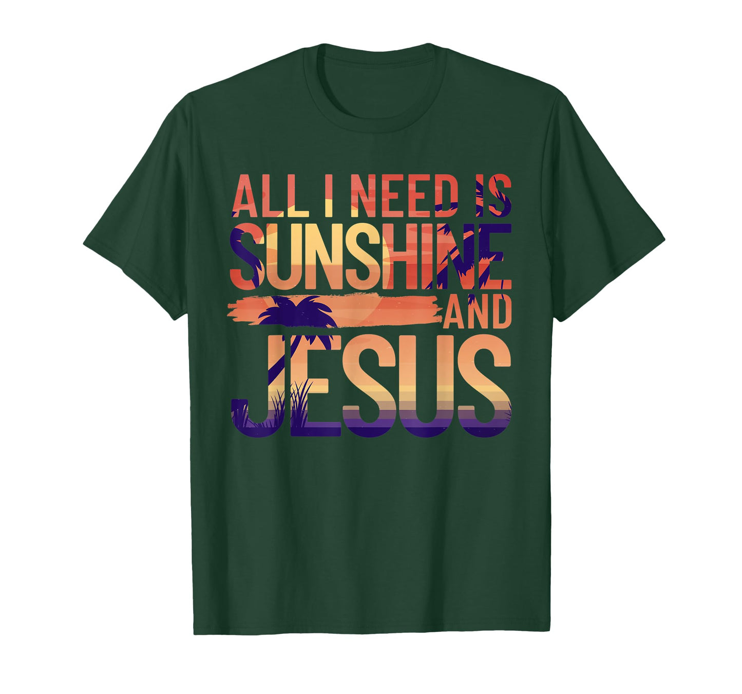 All I Need Is Sunshine And Jesus Retro Christian Beach Men Women T-Shirt