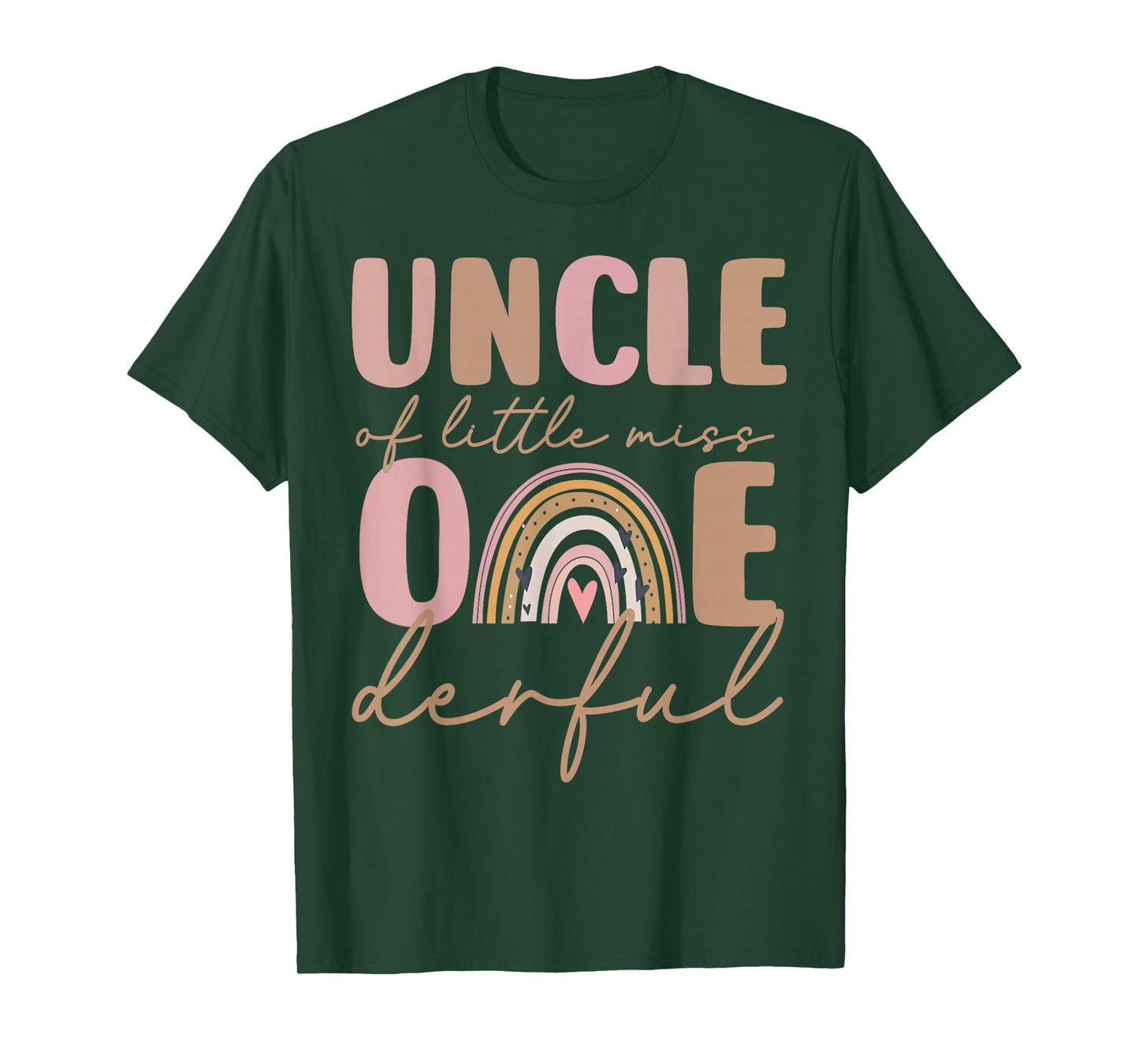 Uncle of Little Miss Onederful First Birthday Boho Rainbow T-Shirt