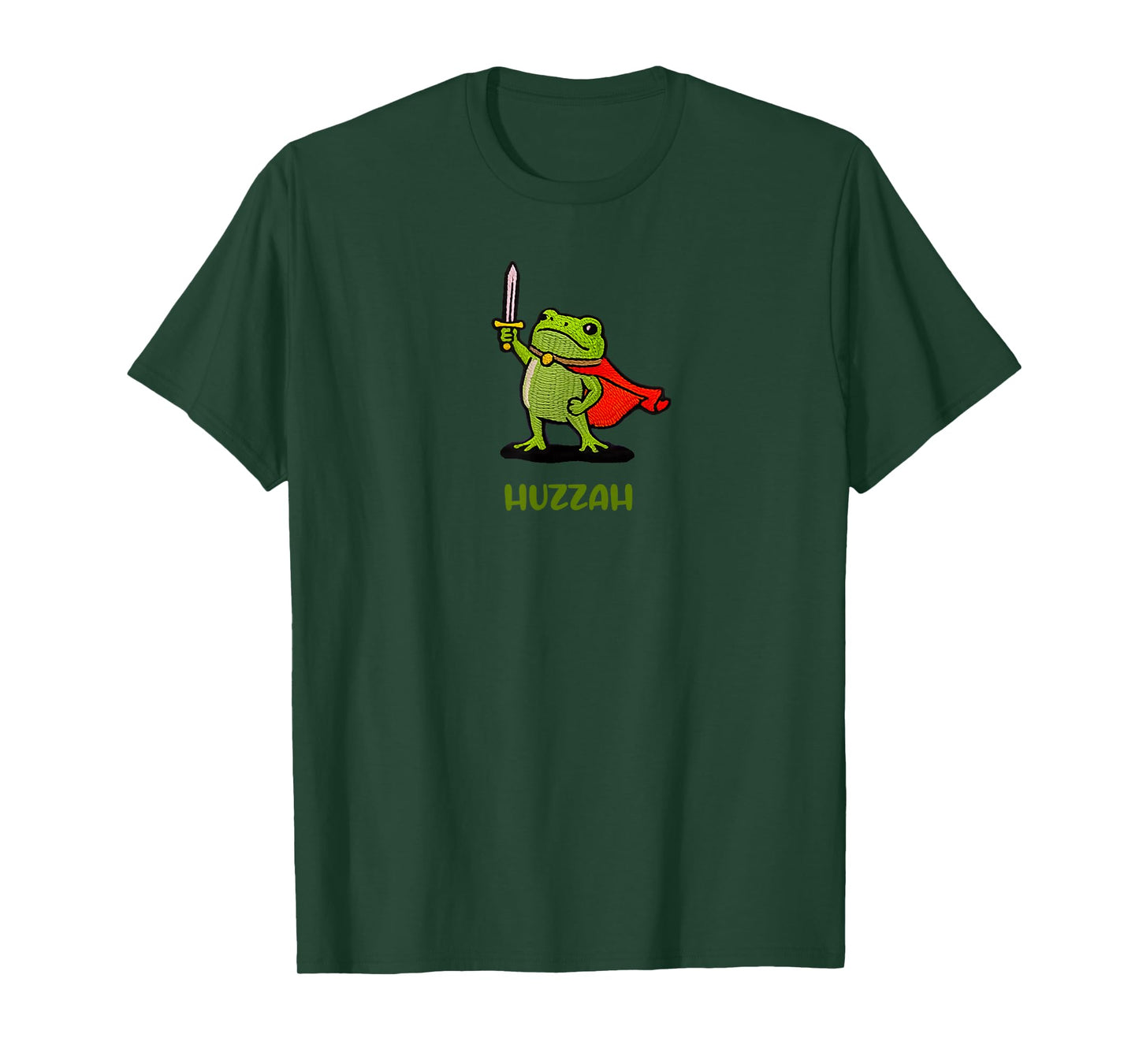 Funny Frog Knight with Sword Huzzah Quote Cute Fantasy Meme T-Shirt