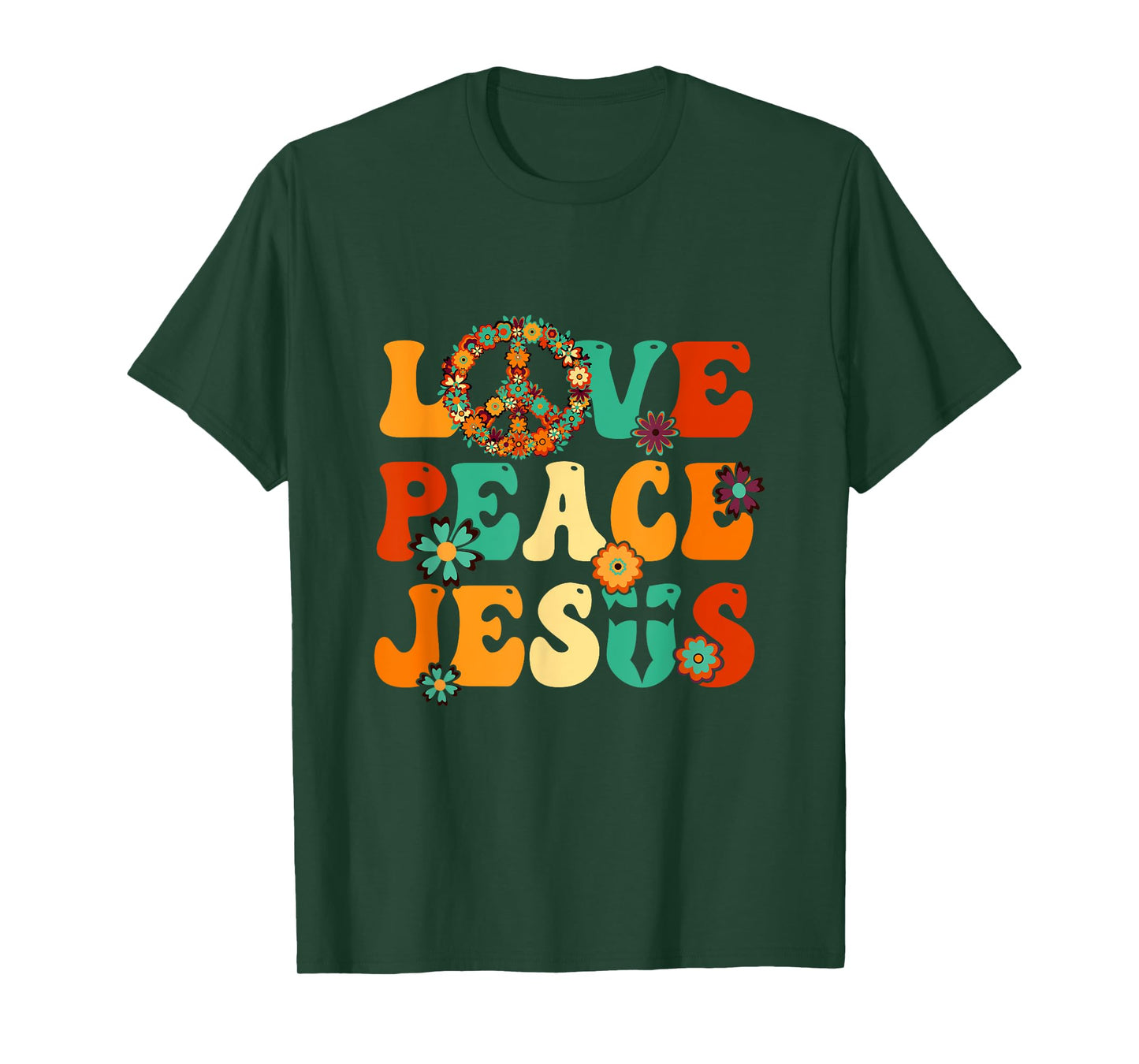 Love Peace Jesus Christian Fun 60S 70S Costume Groovy Hippie T-Shirt