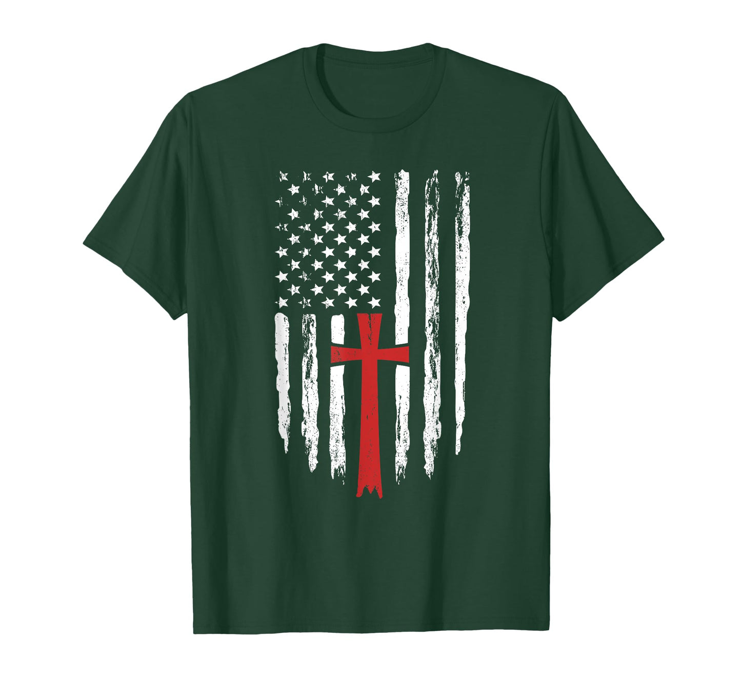 American Flag Christian Cross Religious America 4th of July T-Shirt