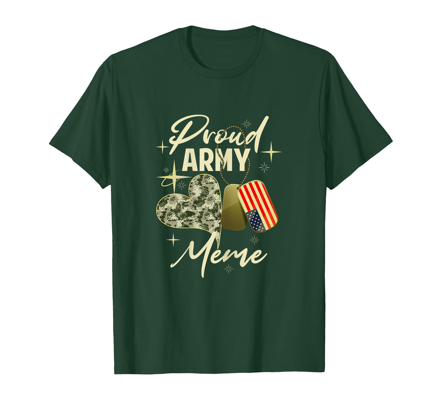 Proud Army Meme Camouflage Mother's Day Dog Tag US Flag T-Shirt