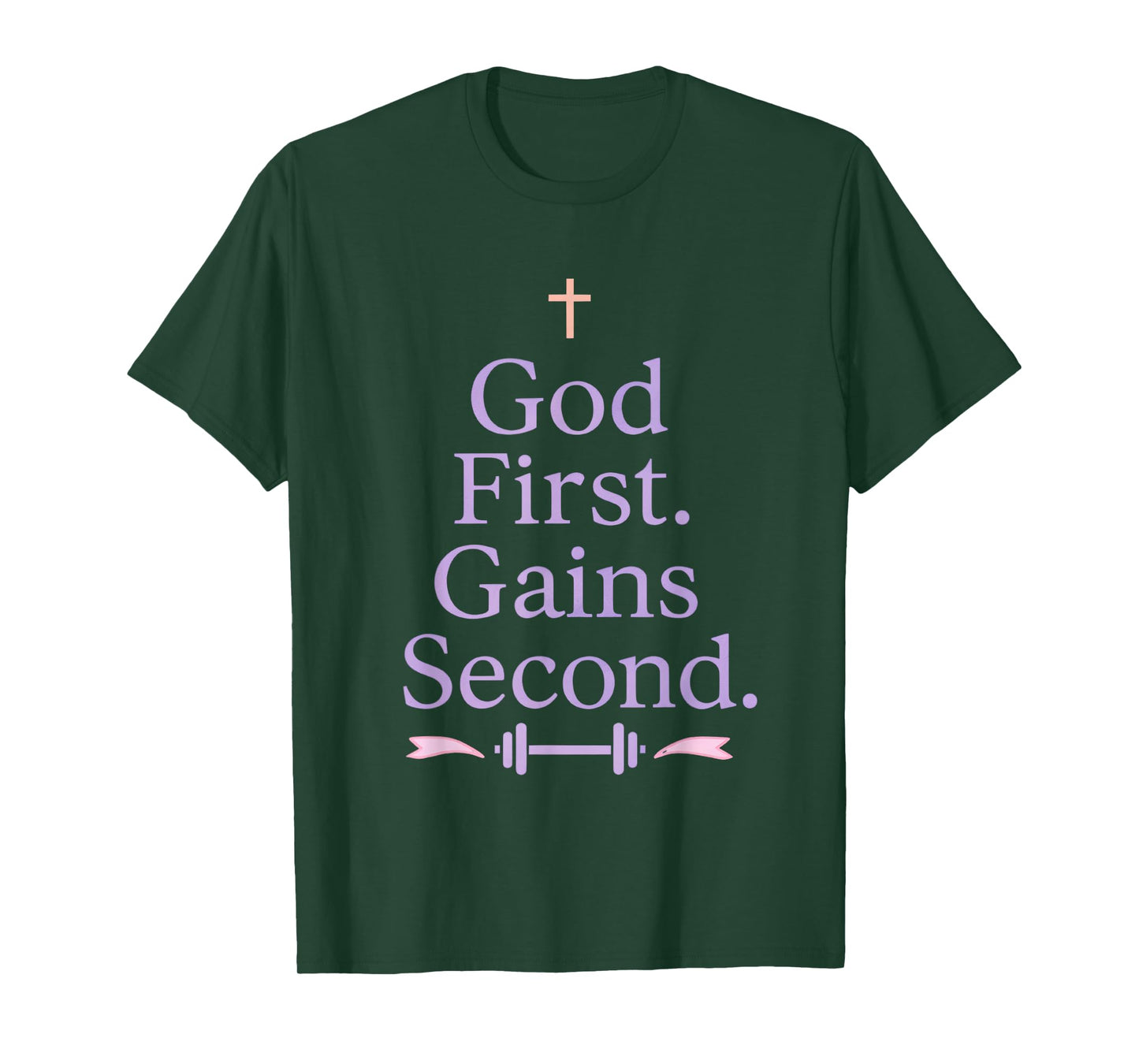 God First. Gains Second. Christian Girl Gym Workout T-Shirt