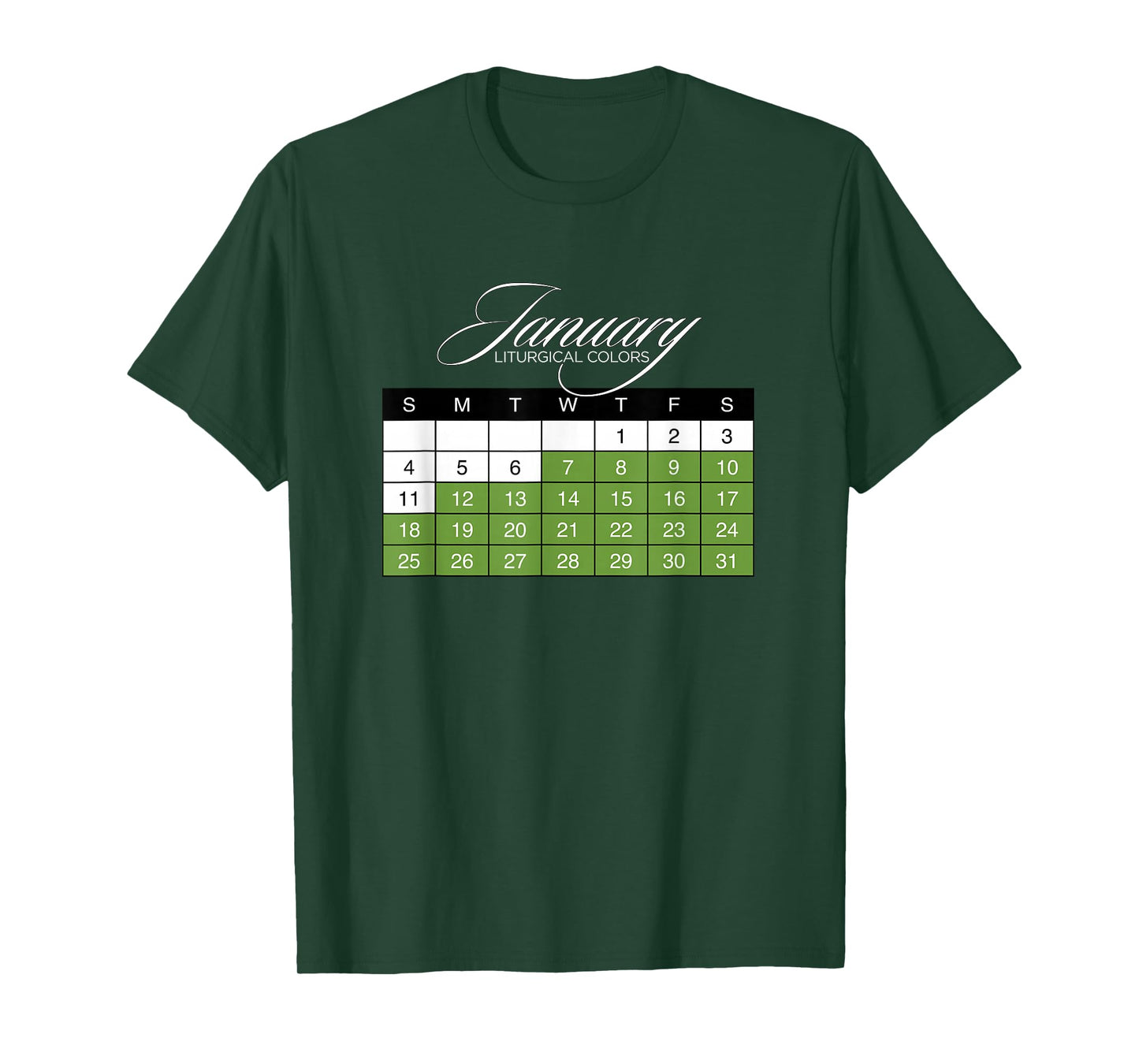 Christian Liturgical Colors | Faith Symbols | January T-Shirt