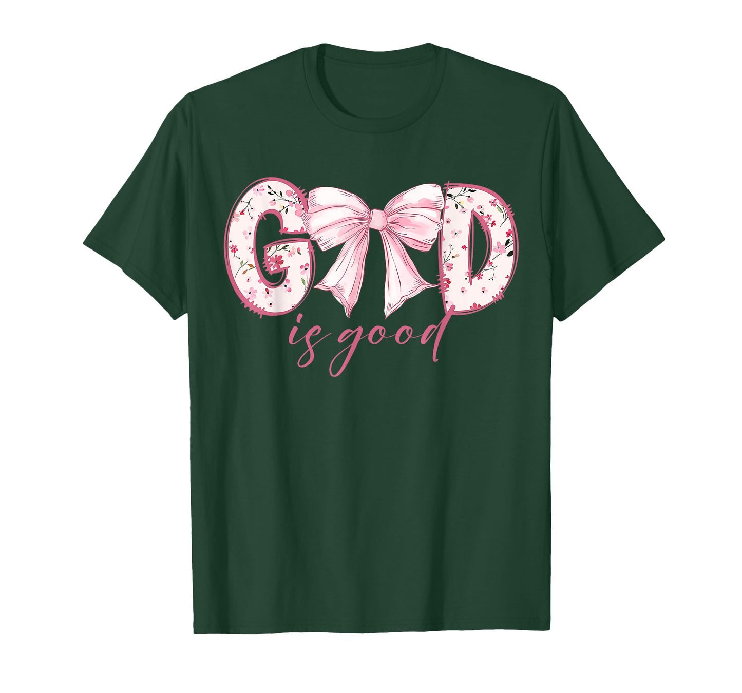 God Is Good Pink Coquette Bow Bible Verse T-Shirt