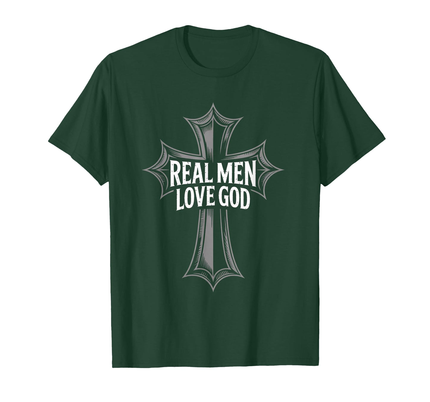 Christian Faith Real Men Love God Cross Design T-Shirt