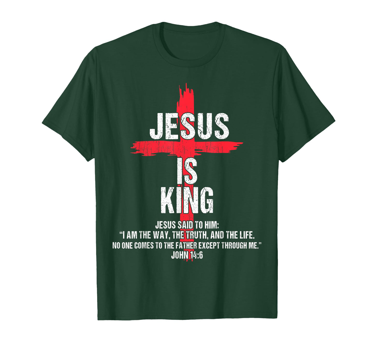 Kids Jesus Is King Christian-Shirt Boy Youth Religious Cross T-Shirt
