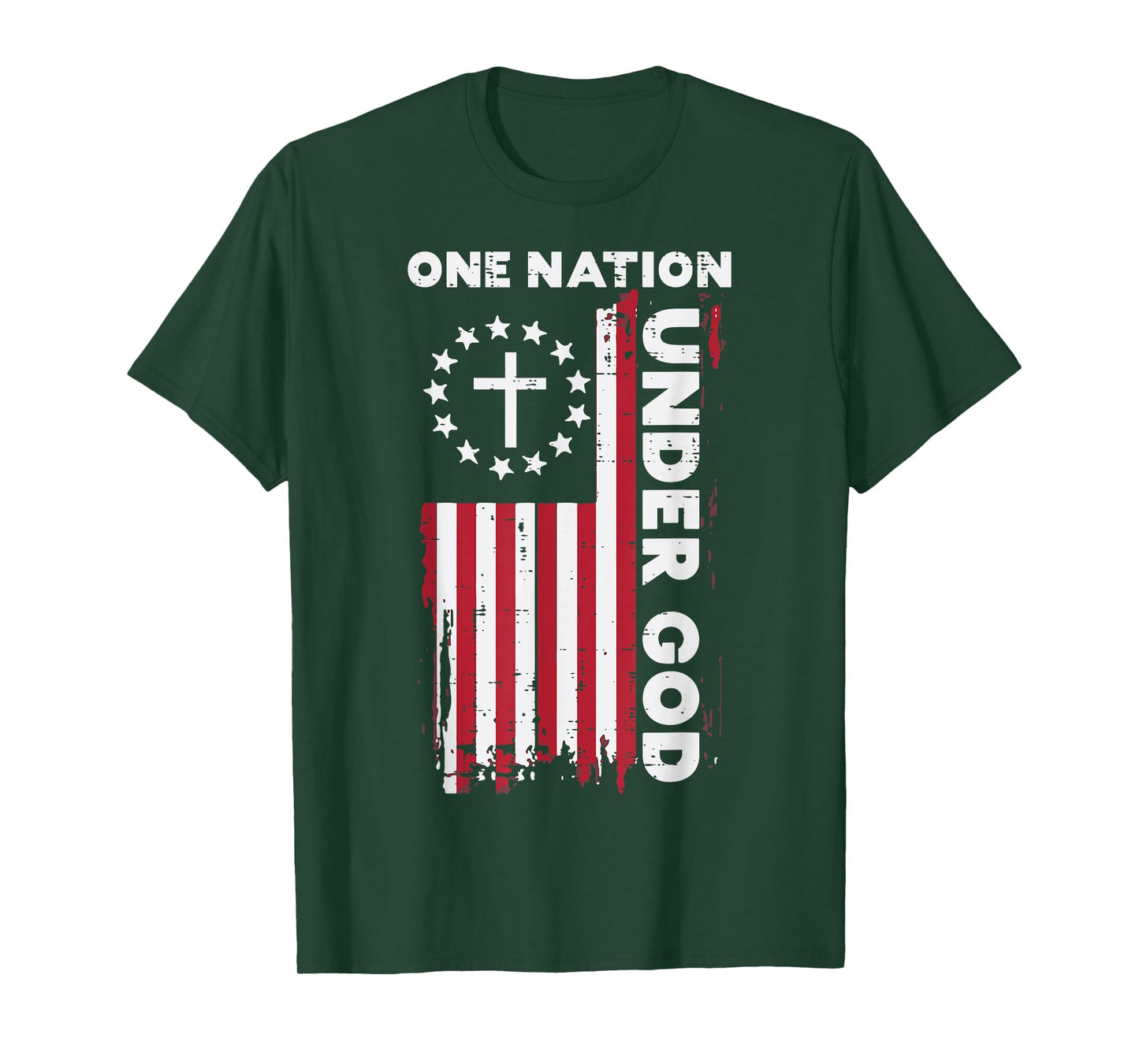 American Flag One Nation Under God 4th Of July Christian T-Shirt