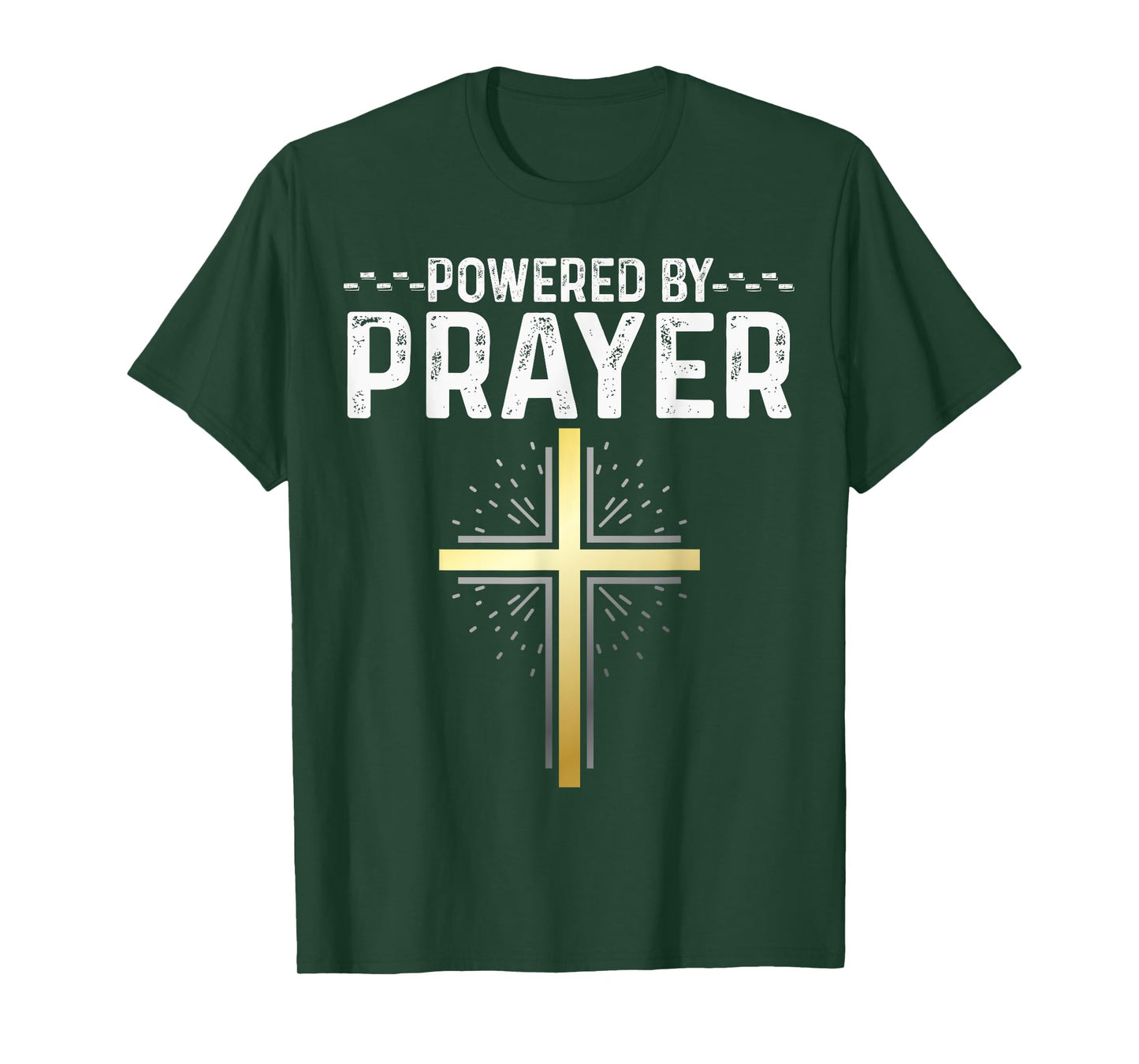 Powered By Prayer Christian Cross Religious graphic T-Shirt