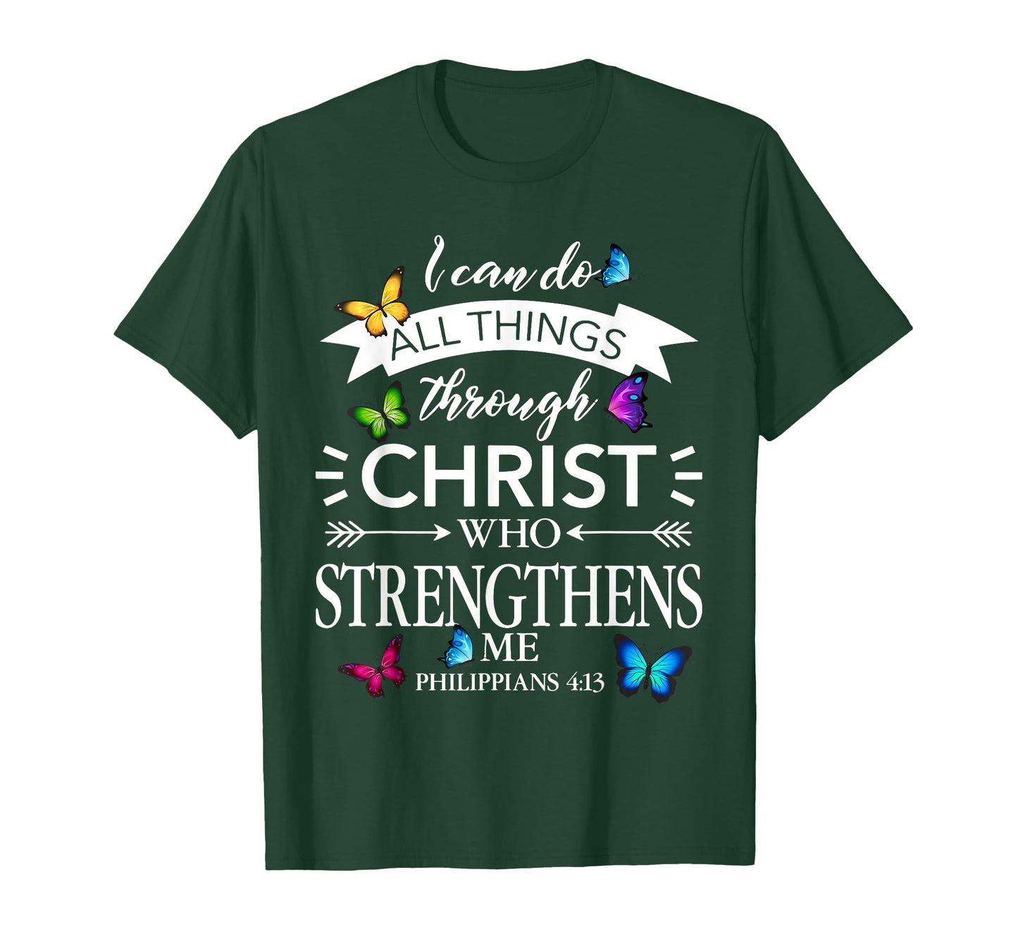 Religious I Can Do All Things Through Christ Butterfly Art T-Shirt