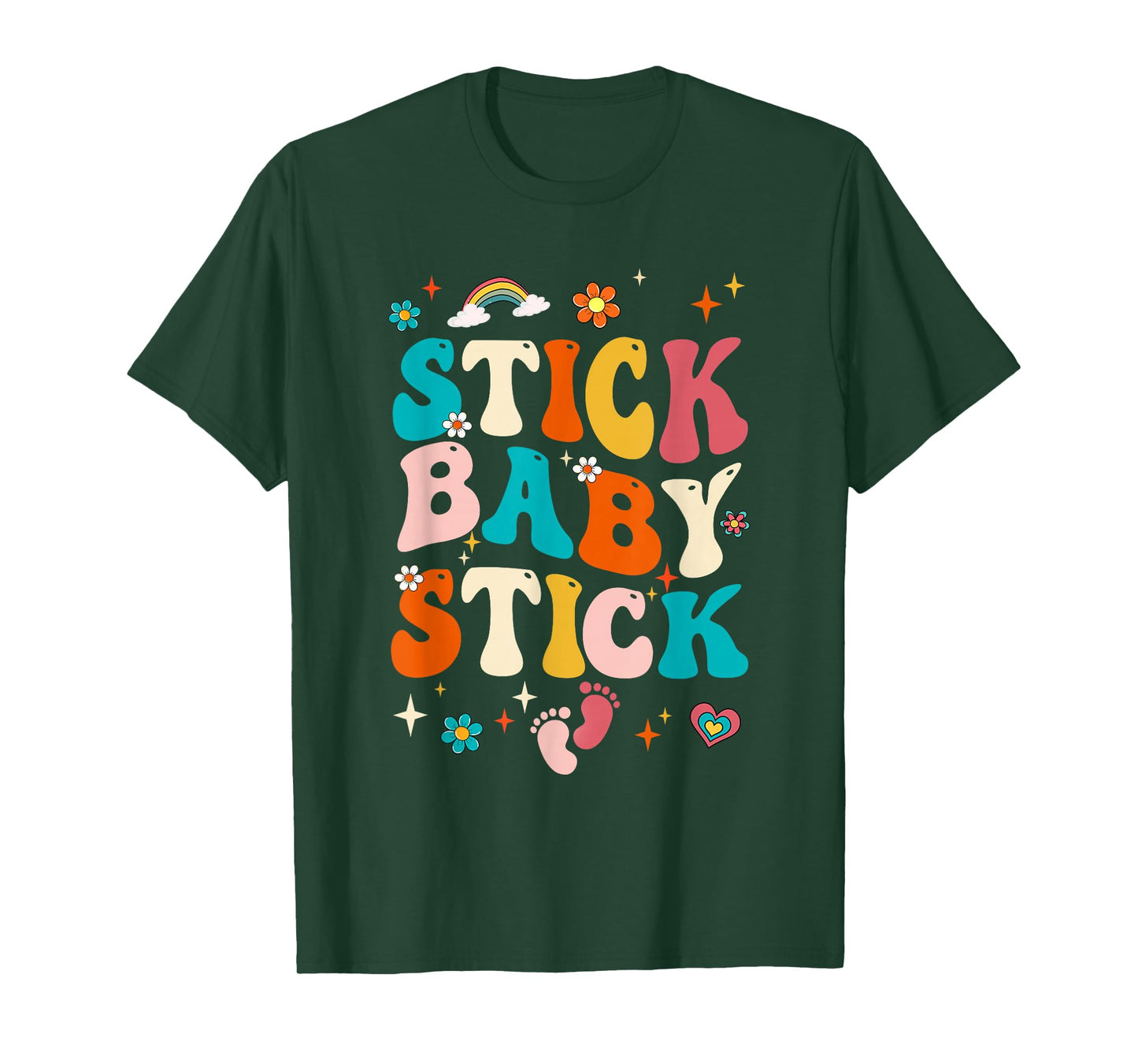 Stick Baby Stick Funny Ivf Transfer Day Ivf Couple Groovy T-Shirt
